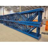 (20X) 42" X 26' Teardrop Pallet Rack Uprights, 3" X 3" Columns, Welded, 10" X 10" Seismic Foot Plate