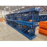 (20X) 42" X 26' Teardrop Pallet Rack Uprights, 3" X 3" Columns, Welded, 10" X 10" Seismic Foot Plate