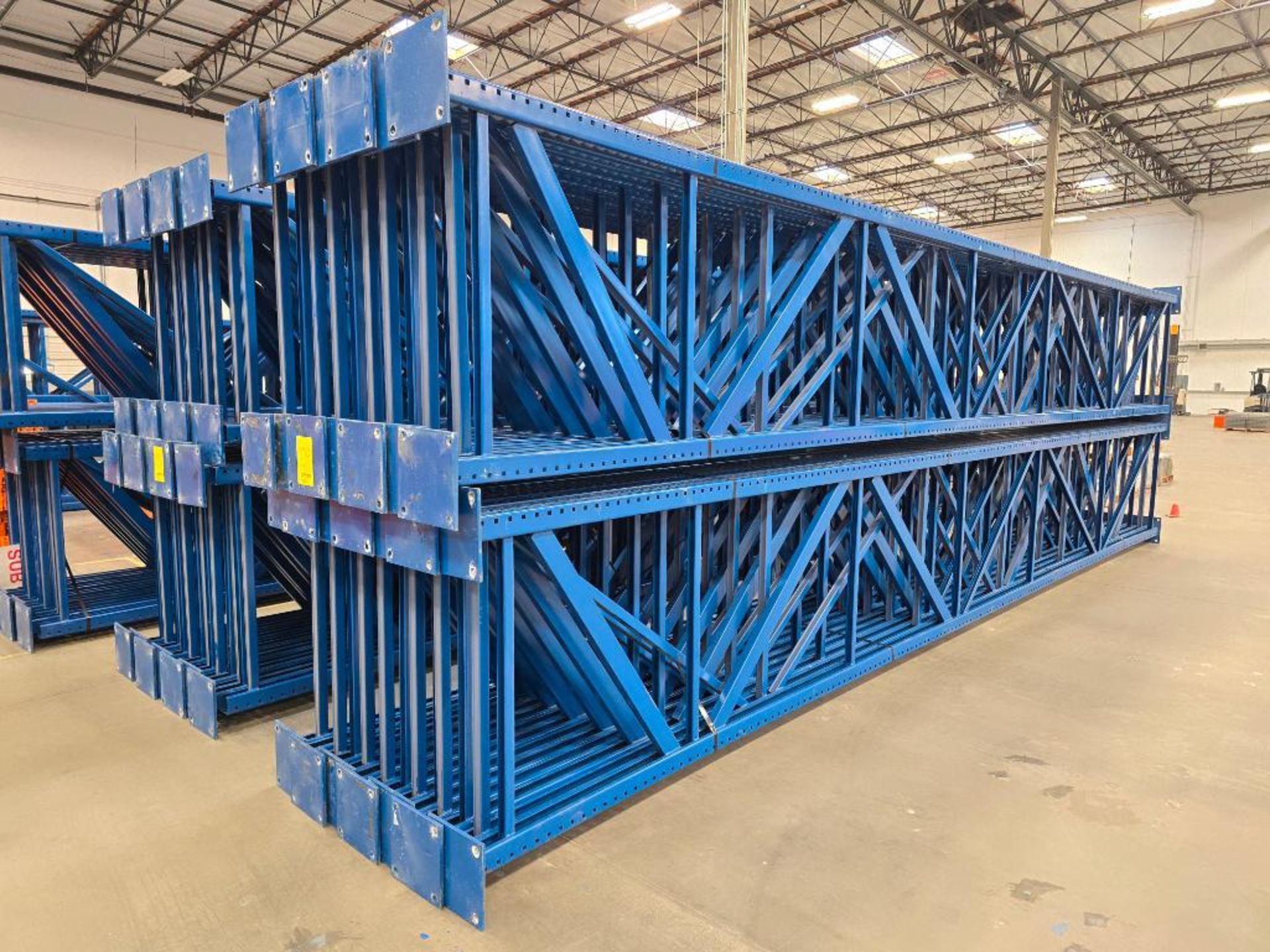 (28X) 42" X 26' Teardrop Pallet Rack Uprights, 3" X 3" Columns, Welded, 10" X 10" Seismic Foot Plate - Image 6 of 13