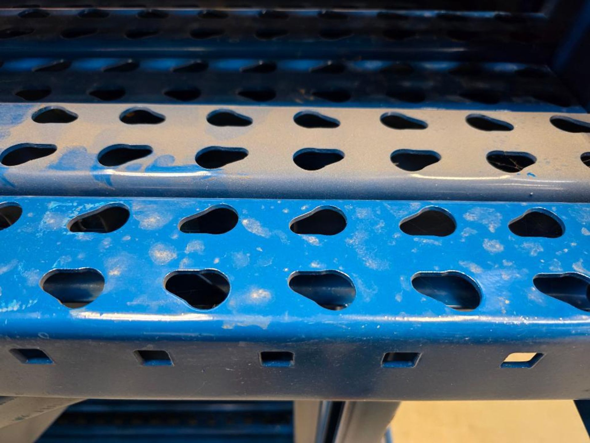 (22X) 42" X 26' Teardrop Pallet Rack Uprights, 3" X 3" Columns, Welded, 10" X 10" Seismic Foot Plate - Image 4 of 7