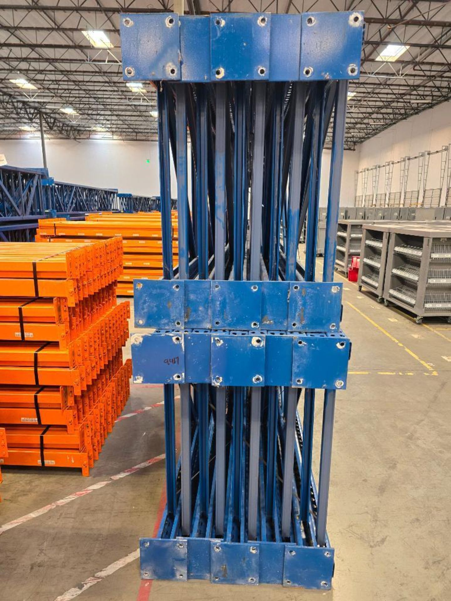 (20X) 42" X 26' Teardrop Pallet Rack Uprights, 3" X 3" Columns, Welded, 10" X 10" Seismic Foot Plate - Image 8 of 12