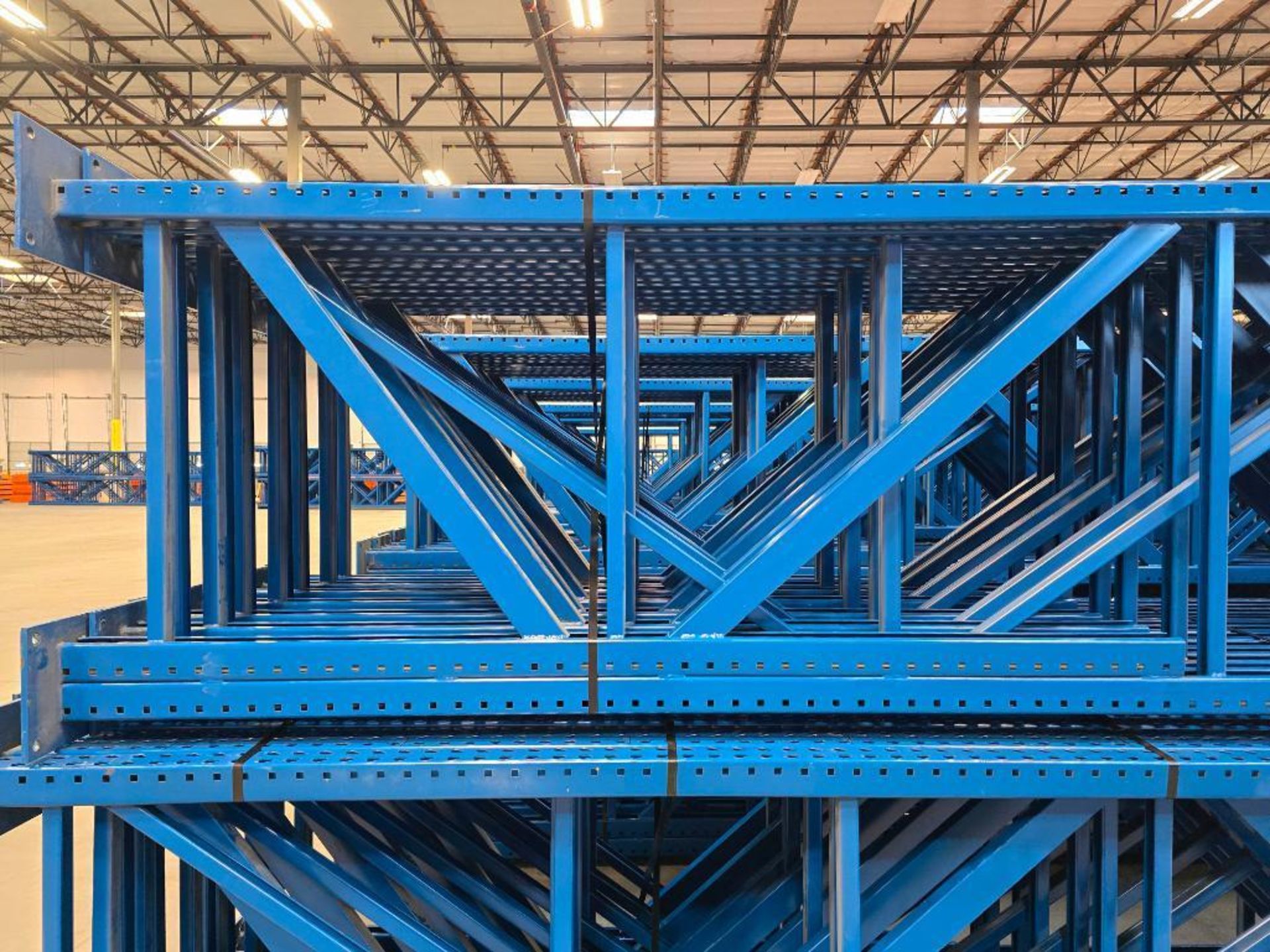 (28X) 42" X 26' Teardrop Pallet Rack Uprights, 3" X 3" Columns, Welded, 10" X 10" Seismic Foot Plate - Image 8 of 13