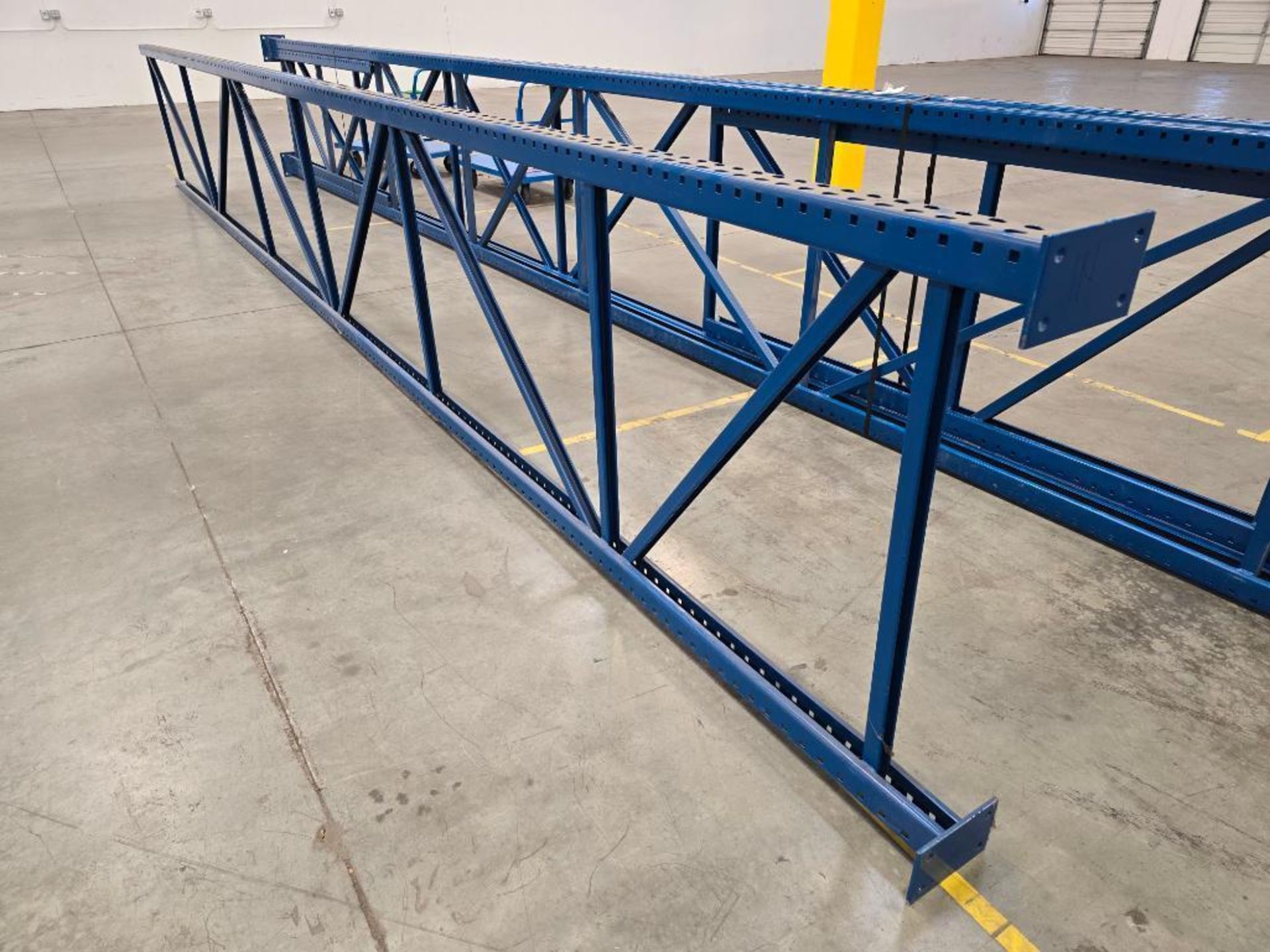 (29X) 42" X 26' Teardrop Pallet Rack Uprights, 3" X 3" Columns, Welded, 8" X 8" Seismic Foot Plate, - Image 9 of 10