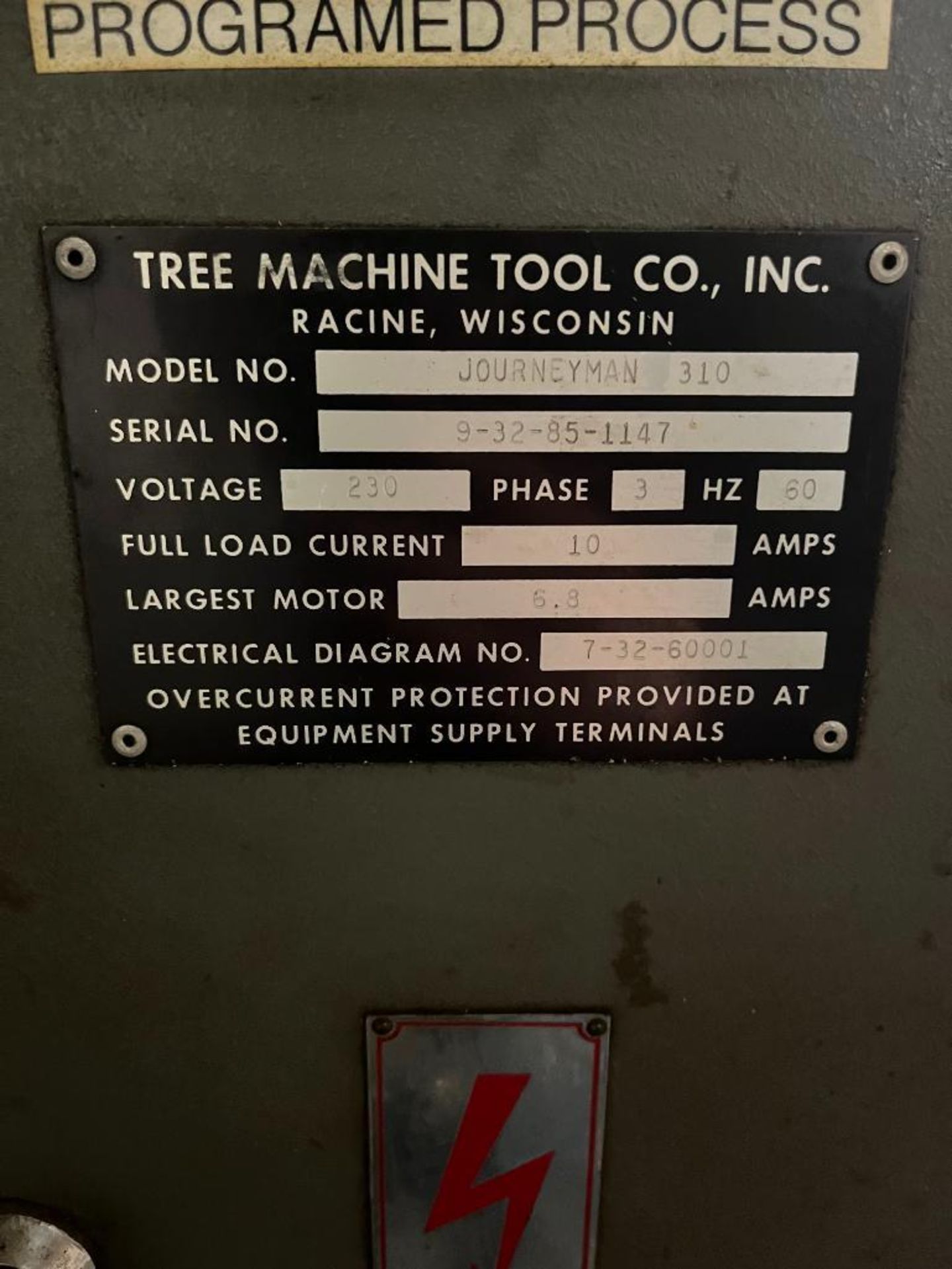 Tree Journeyman 310 CNC Vertical Milling Machine, Delta 20 CNC Control, S/N 9-32-85-1147, 44" X 10" - Image 8 of 8