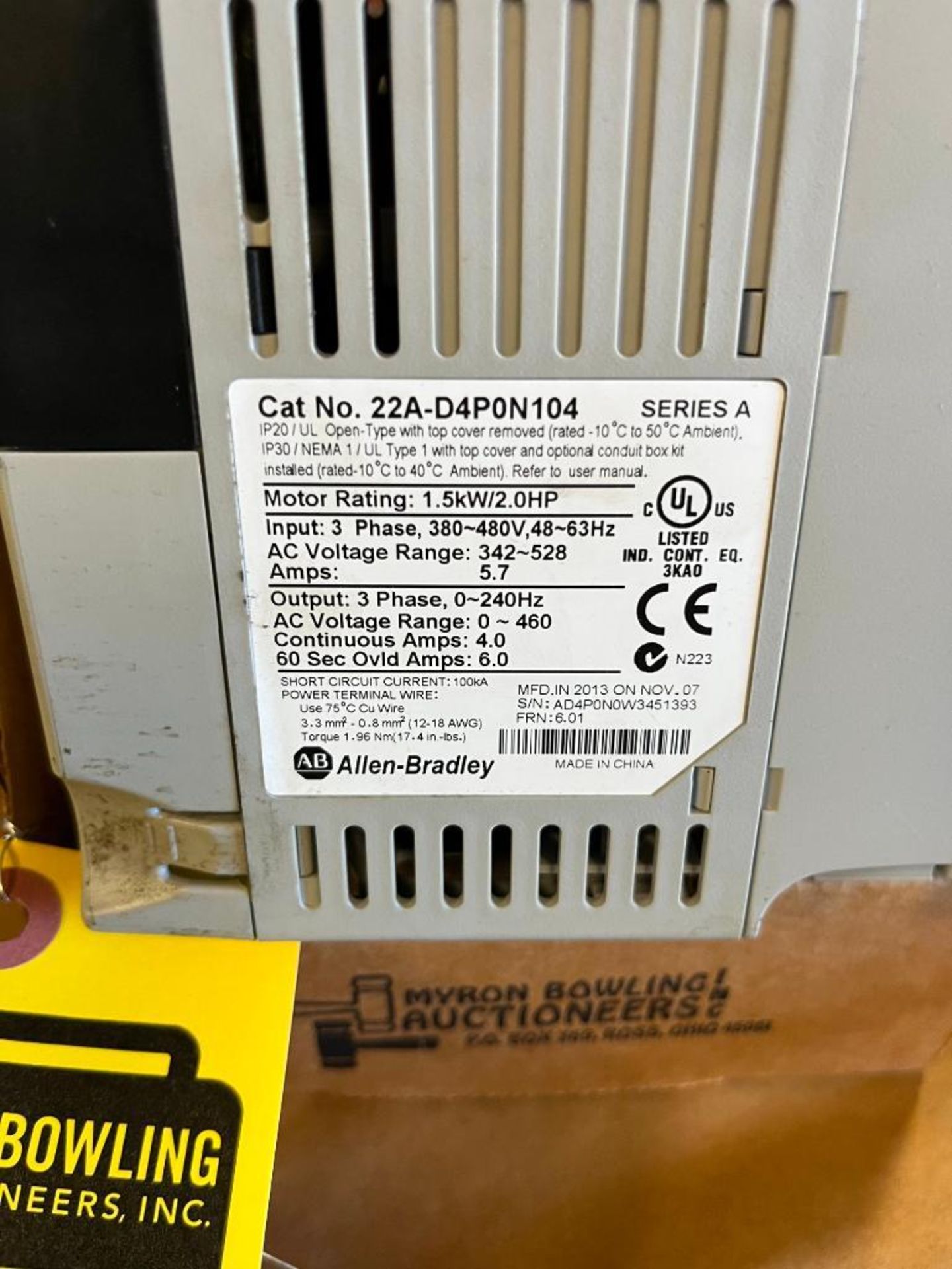 Box of Allen-Bradley PowerFlex 4 Drives, Catalog Number 22A-D4P0N104, Series A - Image 3 of 3