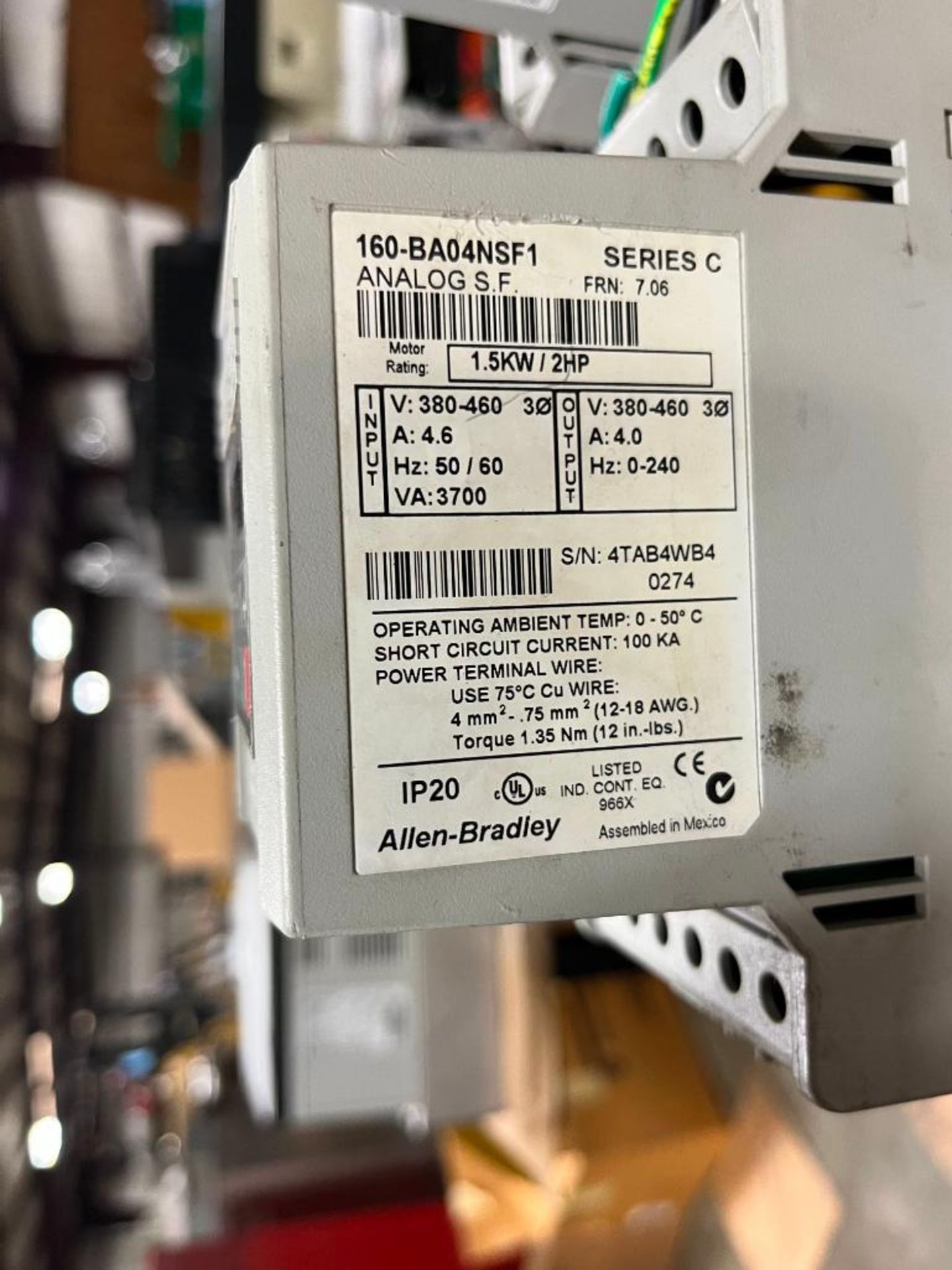 (3x) Allen-Bradley Speed Controller Analog, Catalog Number 160-BA04NSF1P1, Series B, 460 Volt, 3-Pha - Image 4 of 4