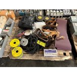 (2) Skids Consisting of Belts, Spacers, Large Snap Rings, Bushings, Grinding Wheels, Sander Belts, &