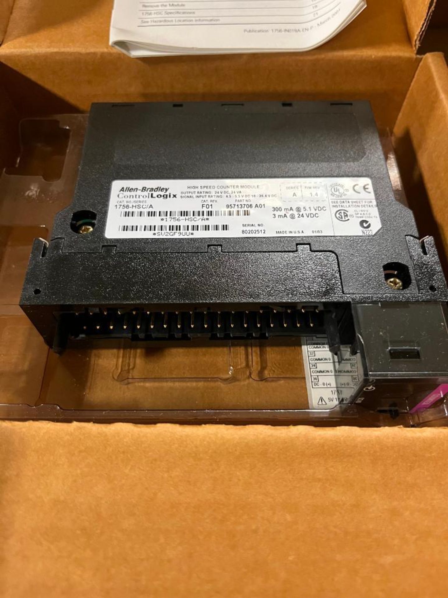 (1) Allen-Bradley ContolLogix High Speed Counter Module, Catalog Number 1756-HSC, Series A, (1) Alle - Image 2 of 6