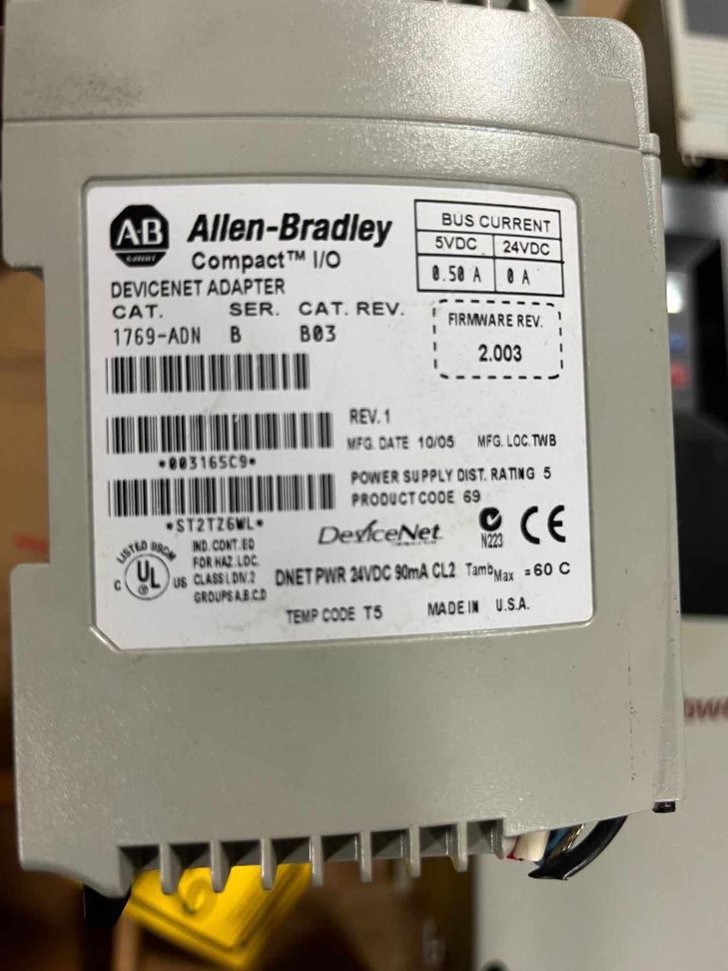 Allen-Bradley Compact I/O DeviceNet Adapter, Catalog Number 1769-ADN, Series B - Image 4 of 4