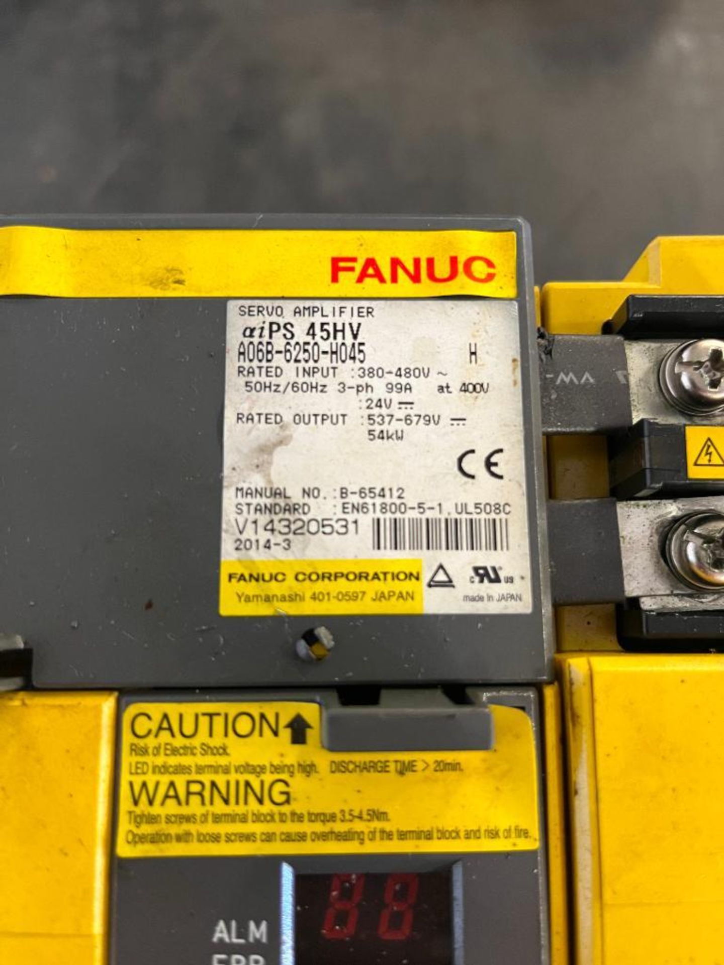 (4) FANUC Servo Amplifiers; (2) aiPS 45HV, 3-Phase, 480 Volt, 99 Amps, 50/60 HZ, (2) aiSV 80HV, 3-Ph - Image 4 of 7