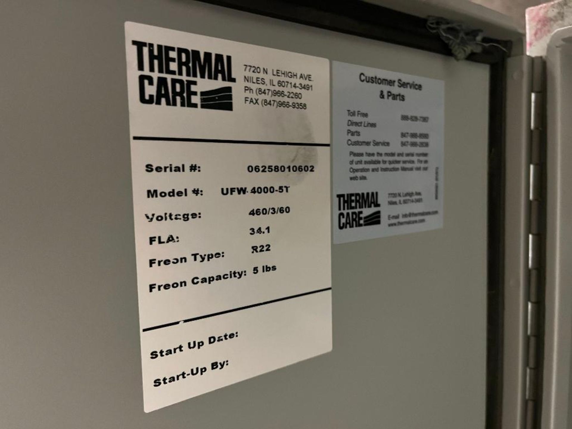 (1) Thermal Care Enclosure, Model Number UFW-4000-5T, S/N 06258010602, 480 Volt, w/ Interior Compone - Image 4 of 6