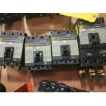 (4) Square D Circuit Breakers; (1) 200 Amp Breaker MNF362001021 & (3) 100 Amp Breakers FAL34106