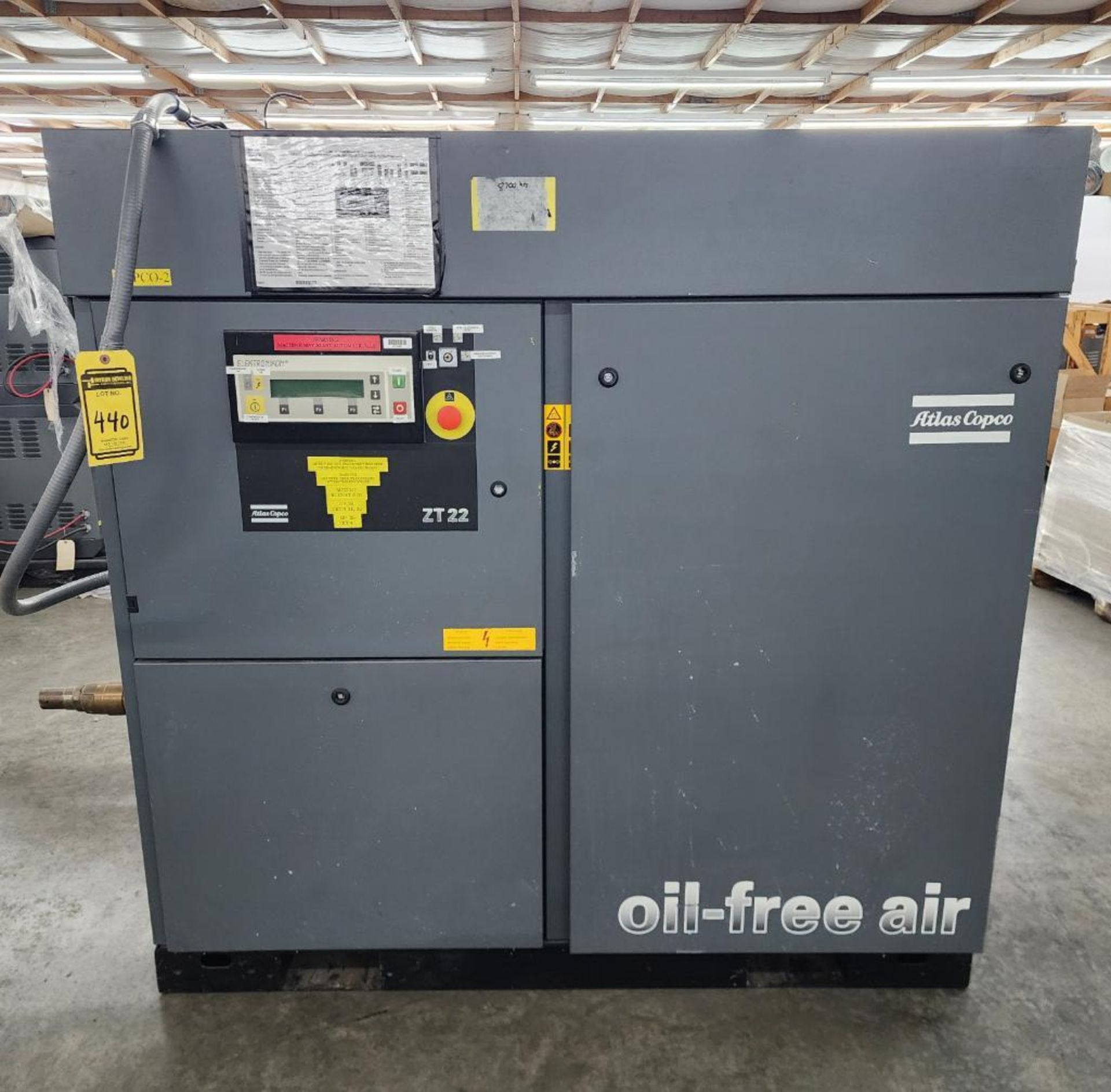 Atlas Copco Oil Free Air ZT22 32HP Air Compressor, Approx. 8,700 Hours