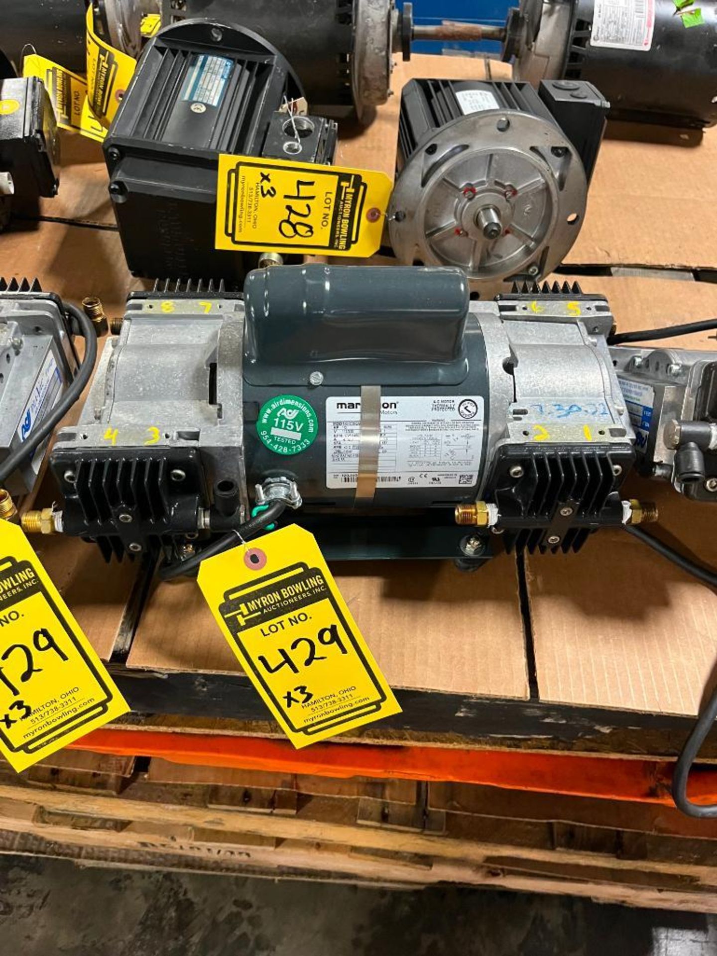 (3x) AC Motors; (2) Marathon AC Motors, 1/3 HP, 230 Volt, 1450 RPM, (1) General Electric AC Motor, 1 - Image 4 of 7