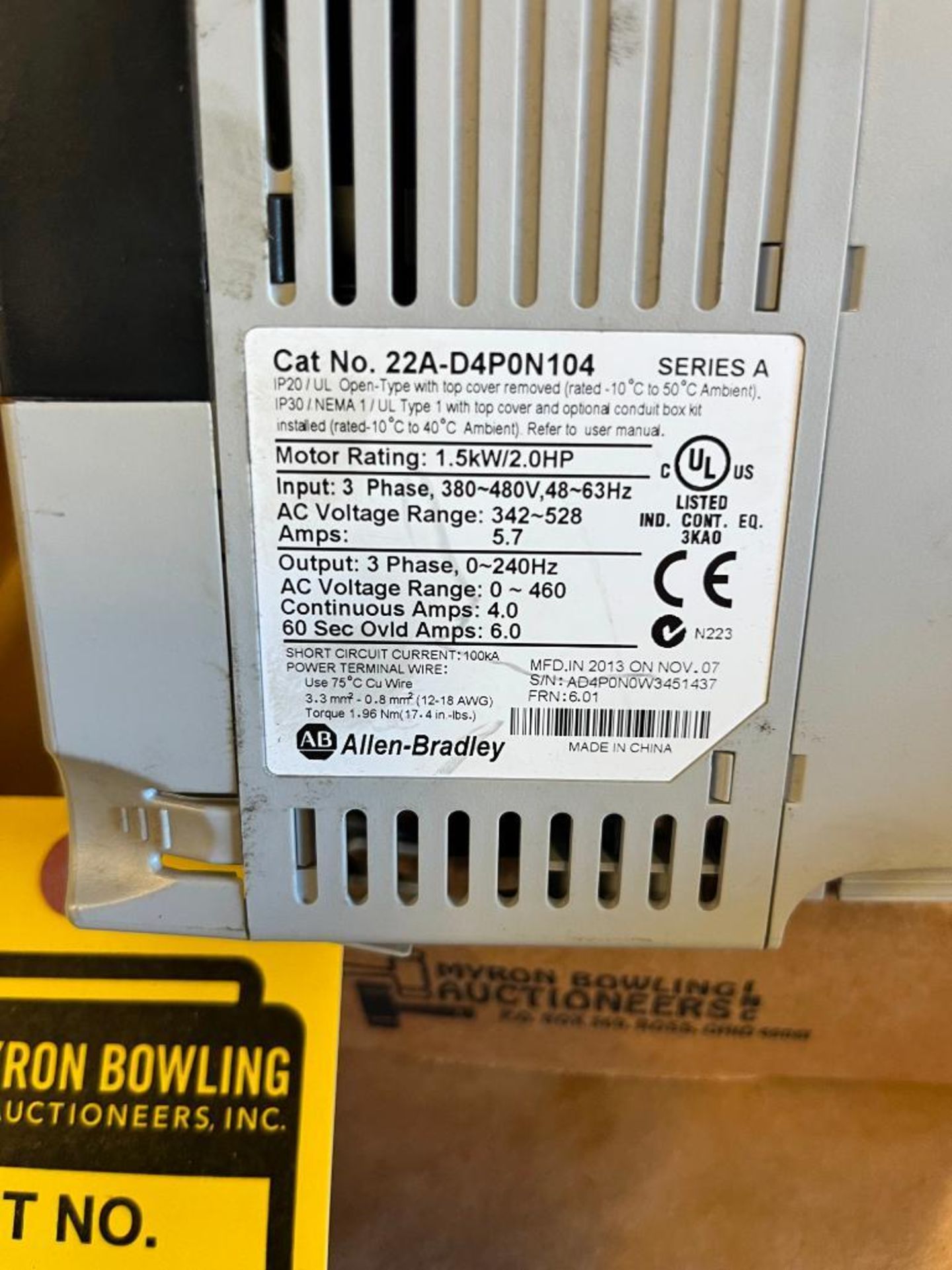 Box of Allen-Bradley PowerFlex 4 Drives, Catalog Number 22A-D4P0N104, Series A - Image 3 of 3