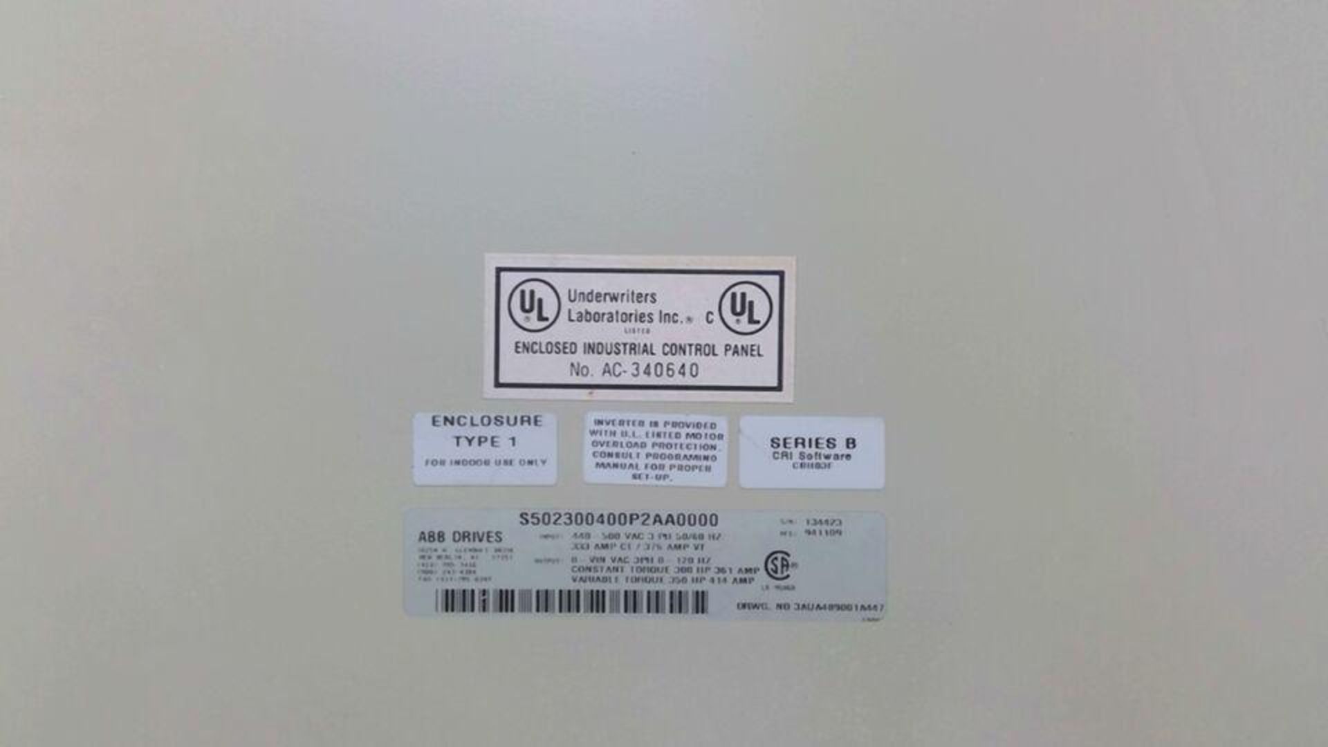 ABB ACS504-300-4-ACS 500 Variable Frequency Drive, Type 1 Enclosure, 500V, 337/418A - Image 3 of 4