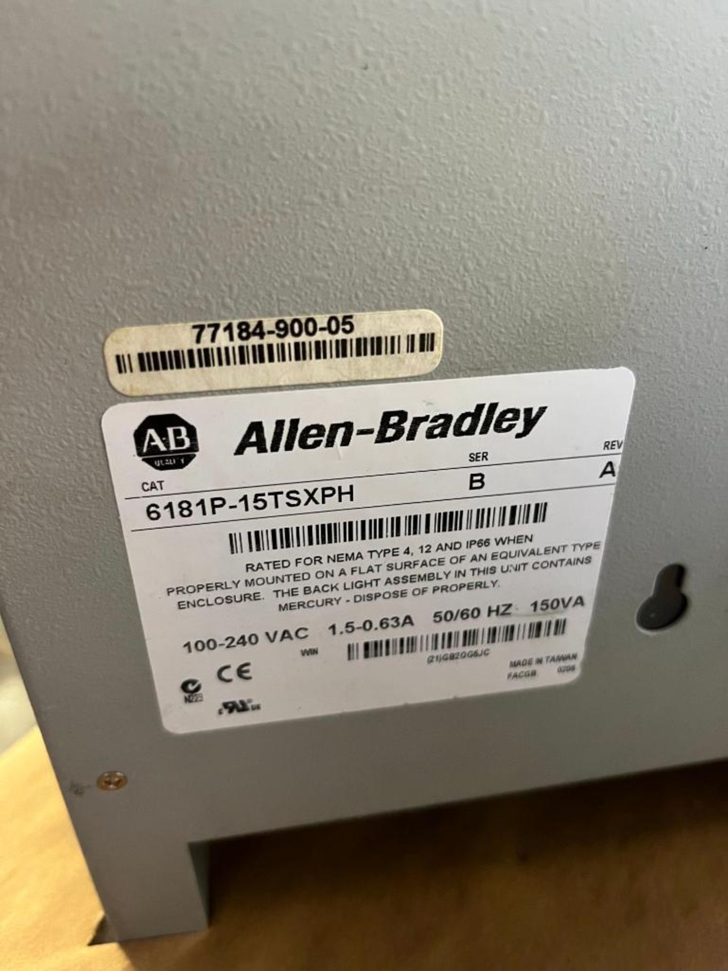 Allen-Bradley VersaView 1500P, Catalog Number 6181P-15TSXPH, Series B, 240 VAC - Image 3 of 3