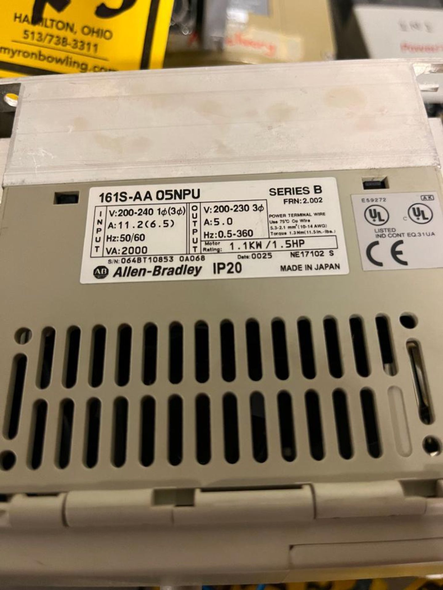 Allen Bradley IP20 AC Drive, Series B, Model 161S-AA05NPU - Image 3 of 3