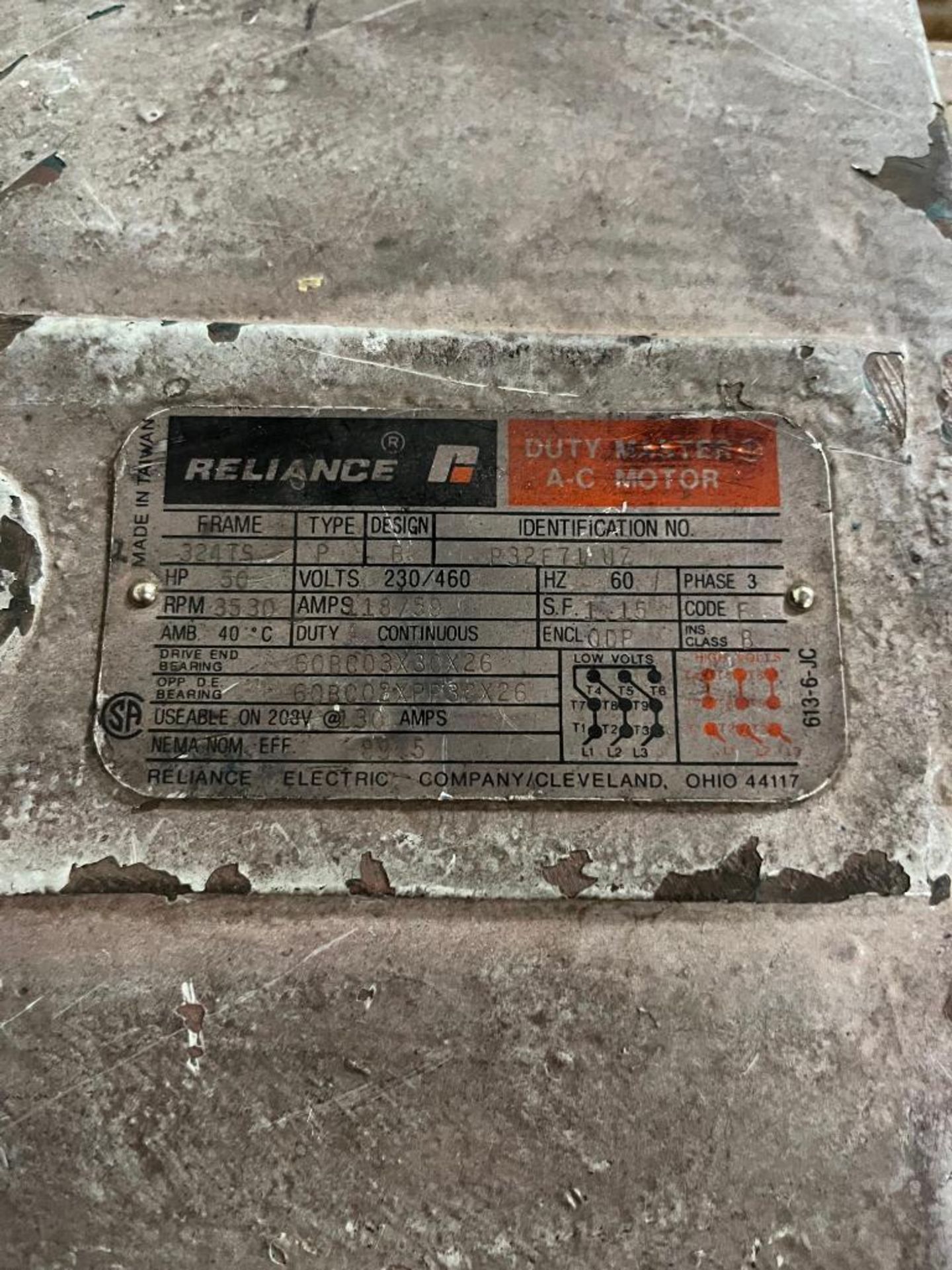Reliance Duty Master AC Motor, Identification No. P32F71 UZ, Frame: 324TS, 50 HP, 3530 RPM, 3-Phase, - Image 5 of 6