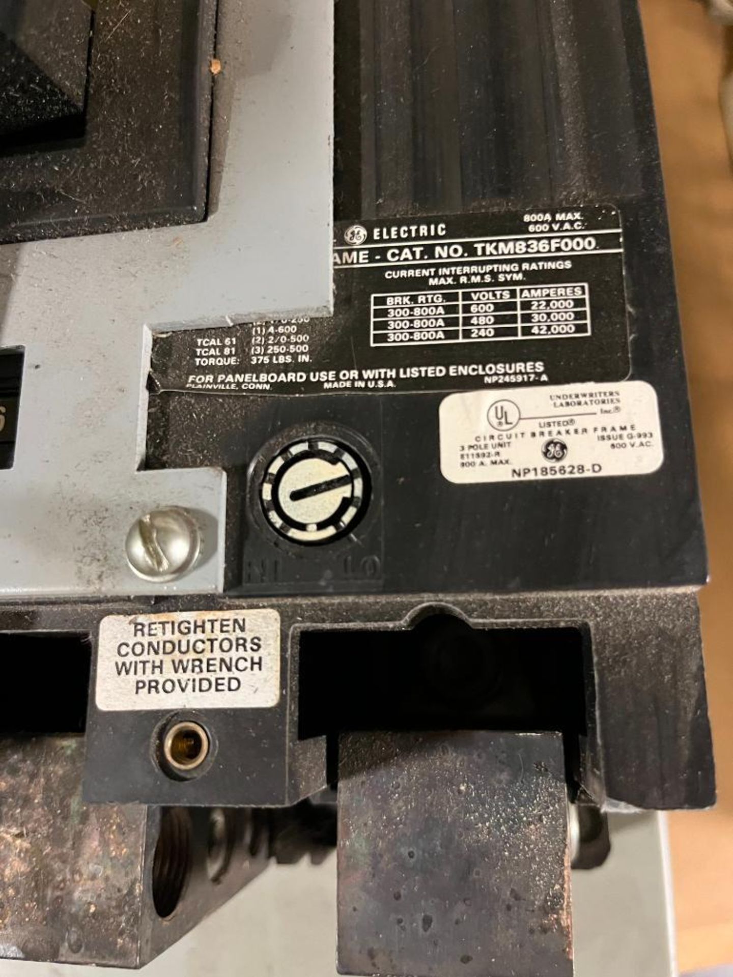 General Electric Circuit Breaker, Catalog Number TKM836F000, 600 VAC, 800 Amps - Image 3 of 3