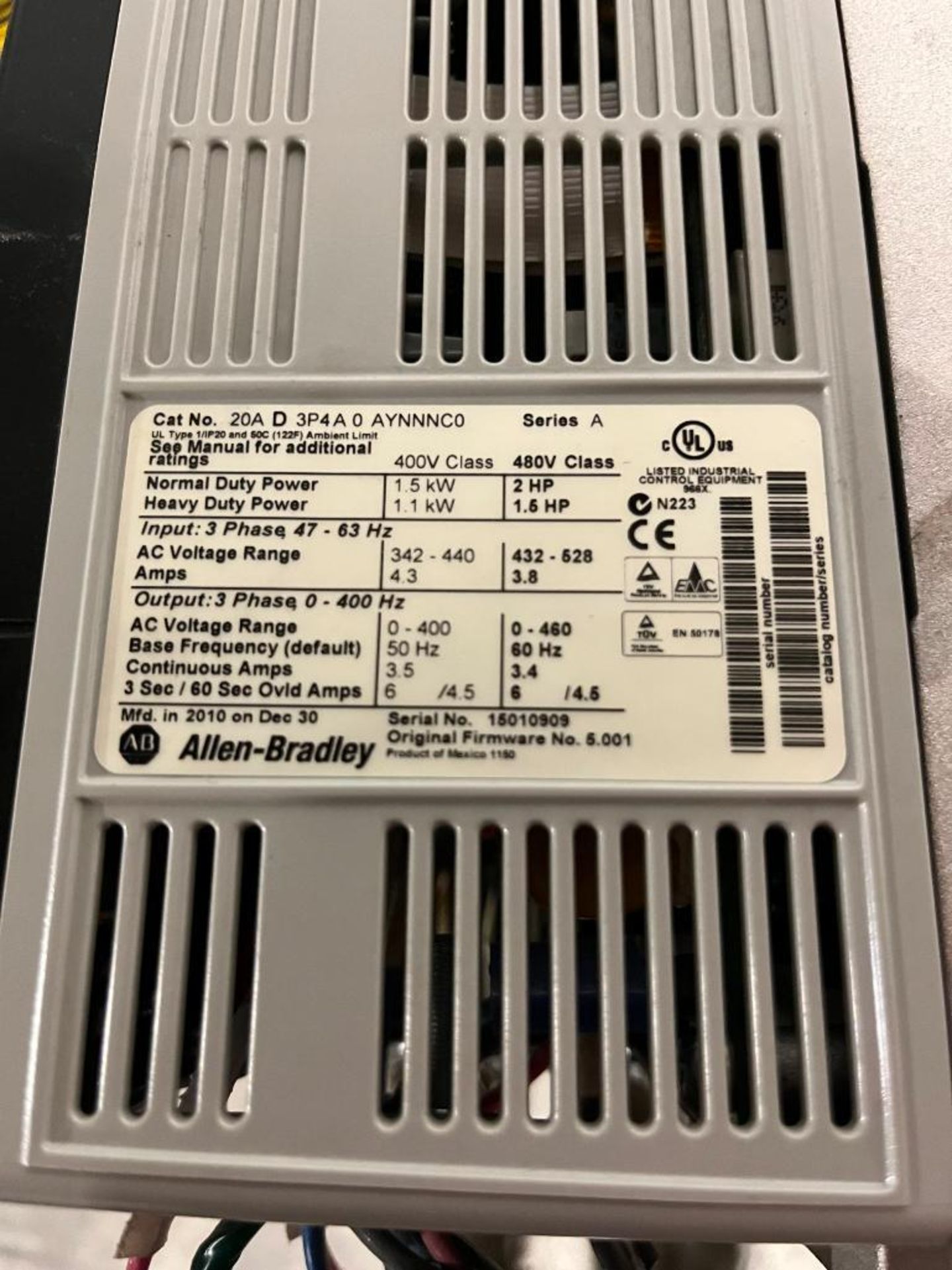 (2x) Allen Bradley Power Flex 70 AC Drives, Series A, 3-Phase - Image 4 of 4