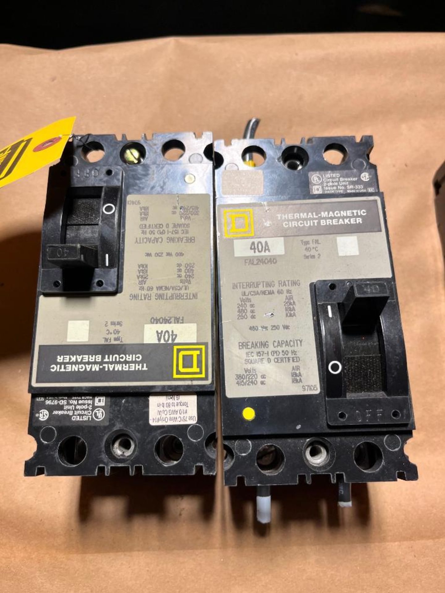 (2x) Square D Thermal Magnetic Circuit Breakers, Model FAL24040 - Image 2 of 3