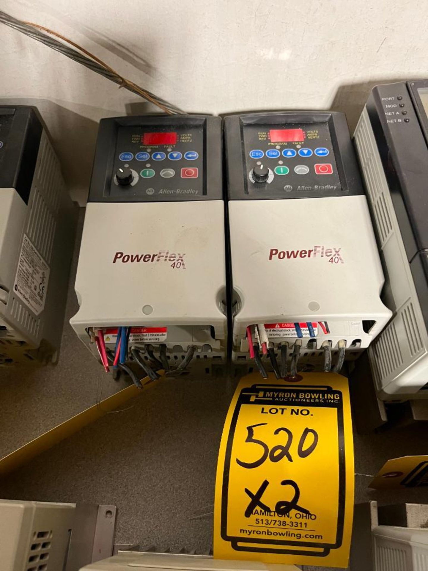 (2x) Allen Bradley Power Flex40 AC Drives, Series A, Input Single Phase, Output 3-Phase