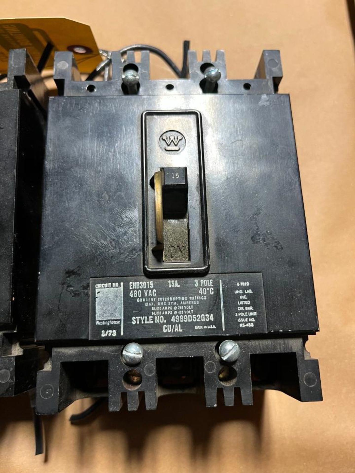 Westinghouse 3-Pole Circuit Breaker - Image 2 of 2