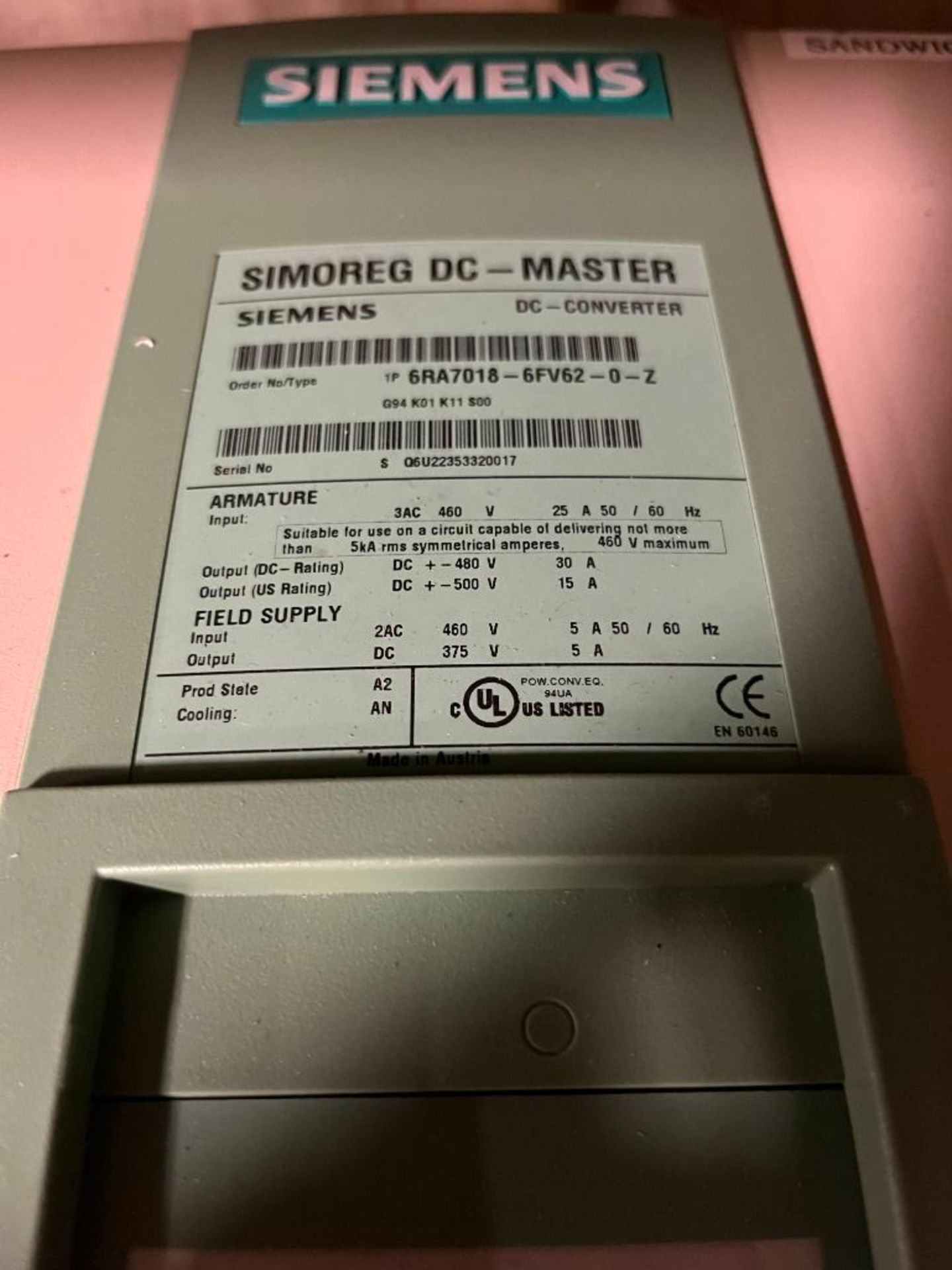 Siemens DC Converter Simoreg DC Master - Image 3 of 3