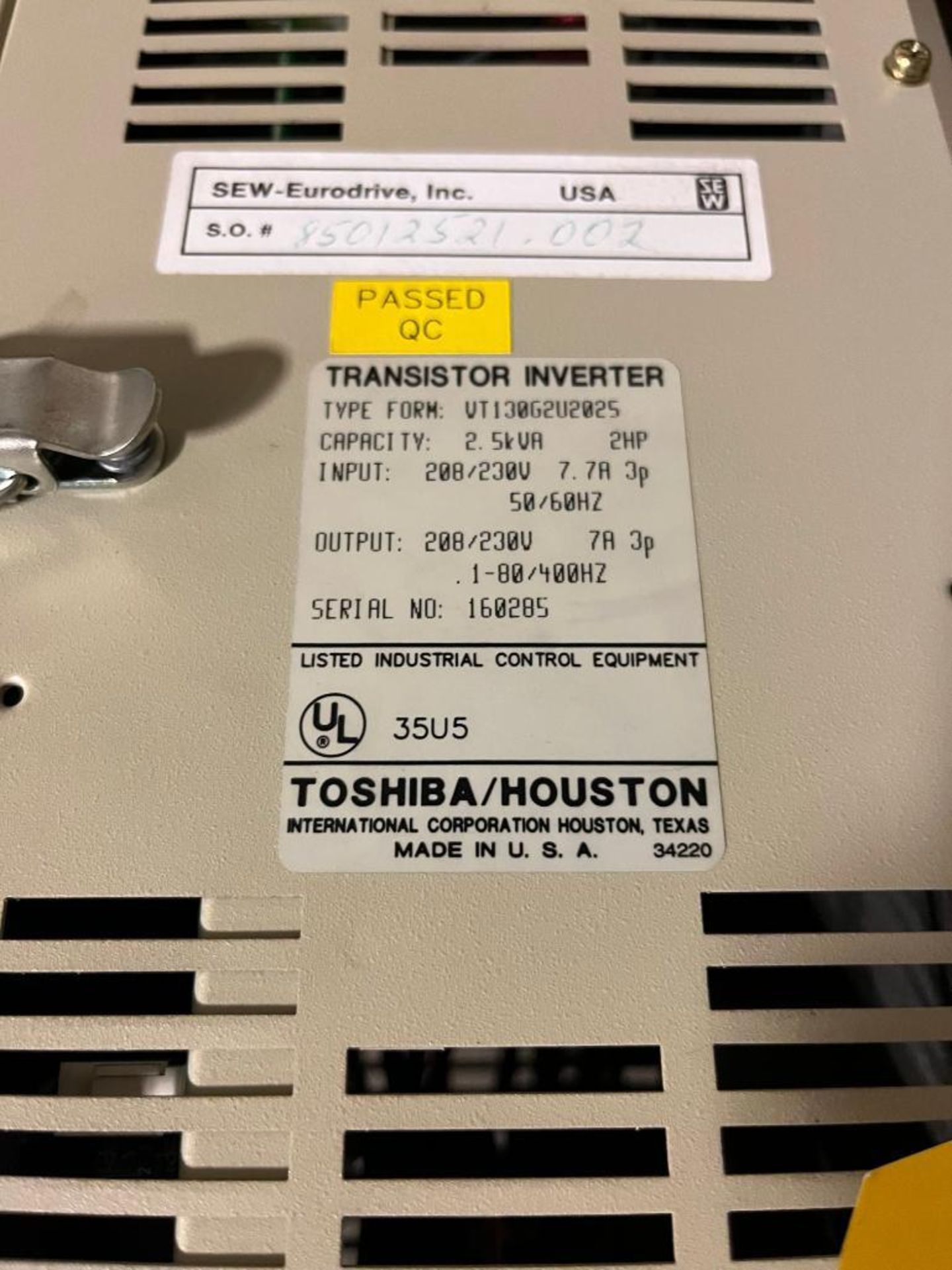 (2x) Toshiba Transistor Inverter, Model TOSVERT-130G2 - Image 5 of 5