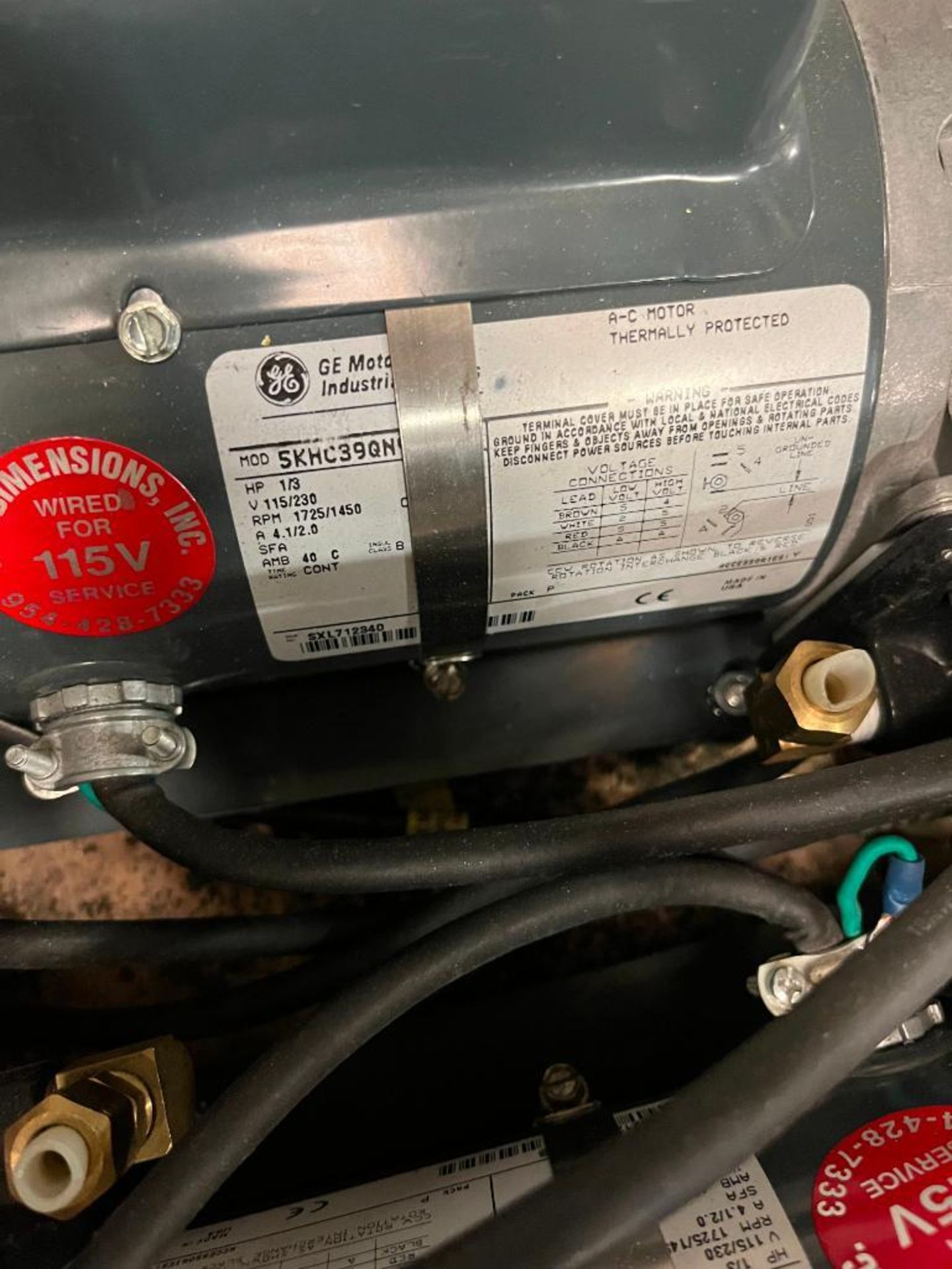 General Electric AC Motor, Model 5KHC39QN9811AT, 1/3 HP, 230 Volt, 1725 RPM - Image 2 of 2