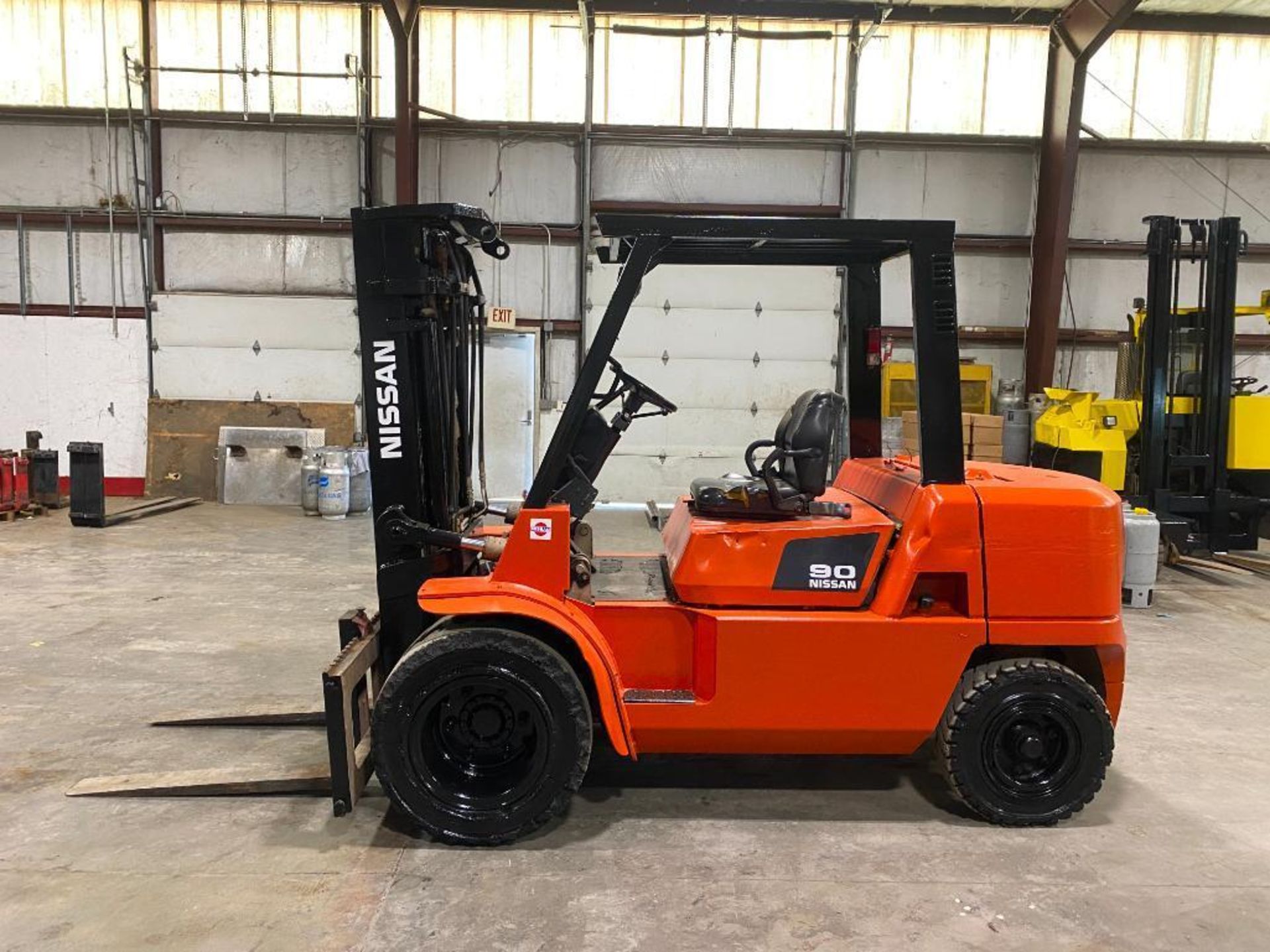 Nissan 9000-LB. Capacity Forklift, Model F04D40HV, S/N AN19C50226, Diesel, Dual Drive Solid Pneumati