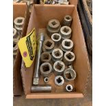 Box of Assorted Sockets & Extension, 3/4", 1/2", & 1/4" Drive