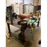 Steel Table on Casters w/ Wilton 6" Bench Vice & 4-1/2" Bench Vice