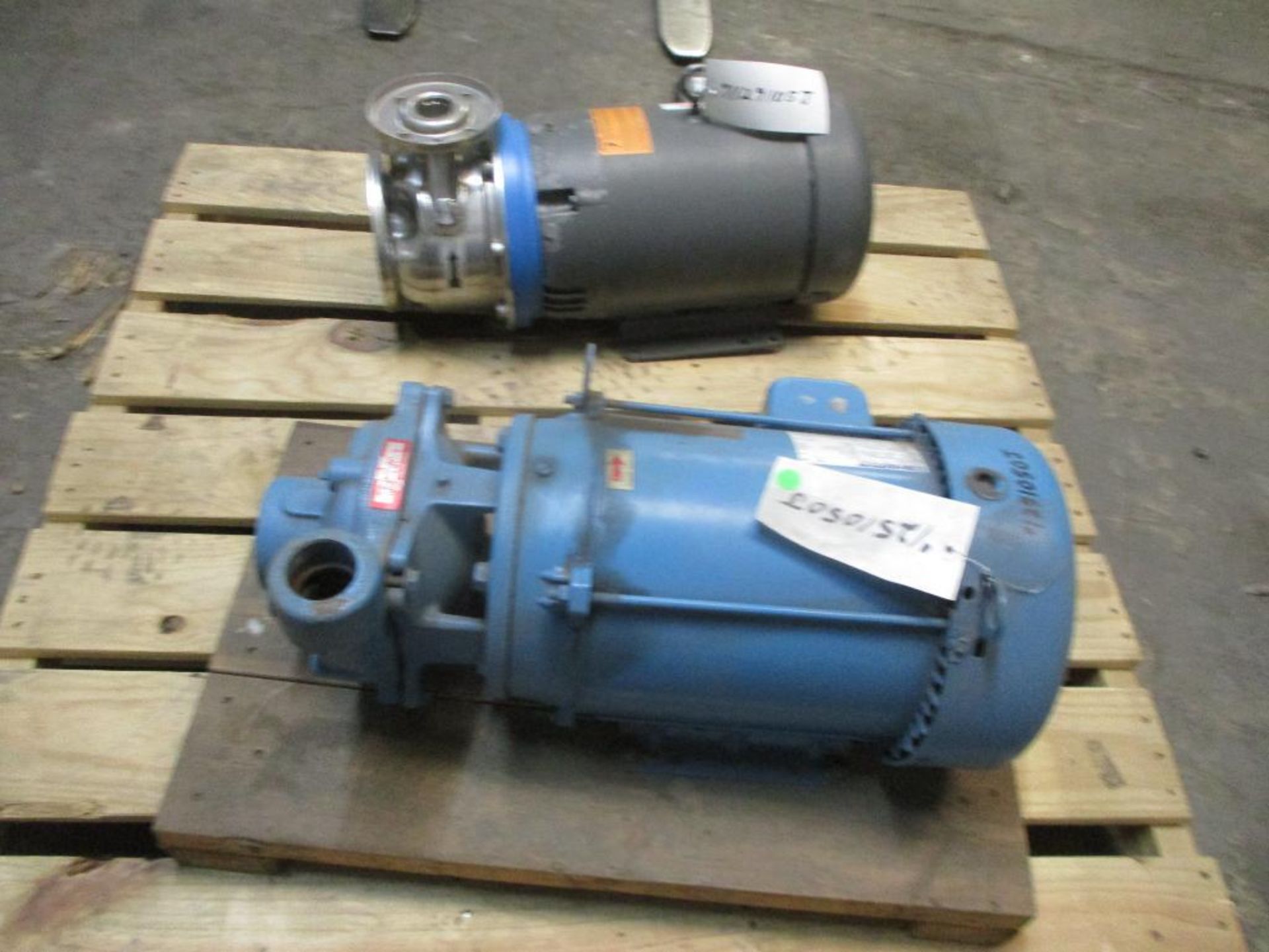 Goulds G&L 1-1/2 x 2-1/2-6 Stainless 10 HP Pump, Mepco 1-1/2 x 2 Iron 7-1/2 HP Pump (New)