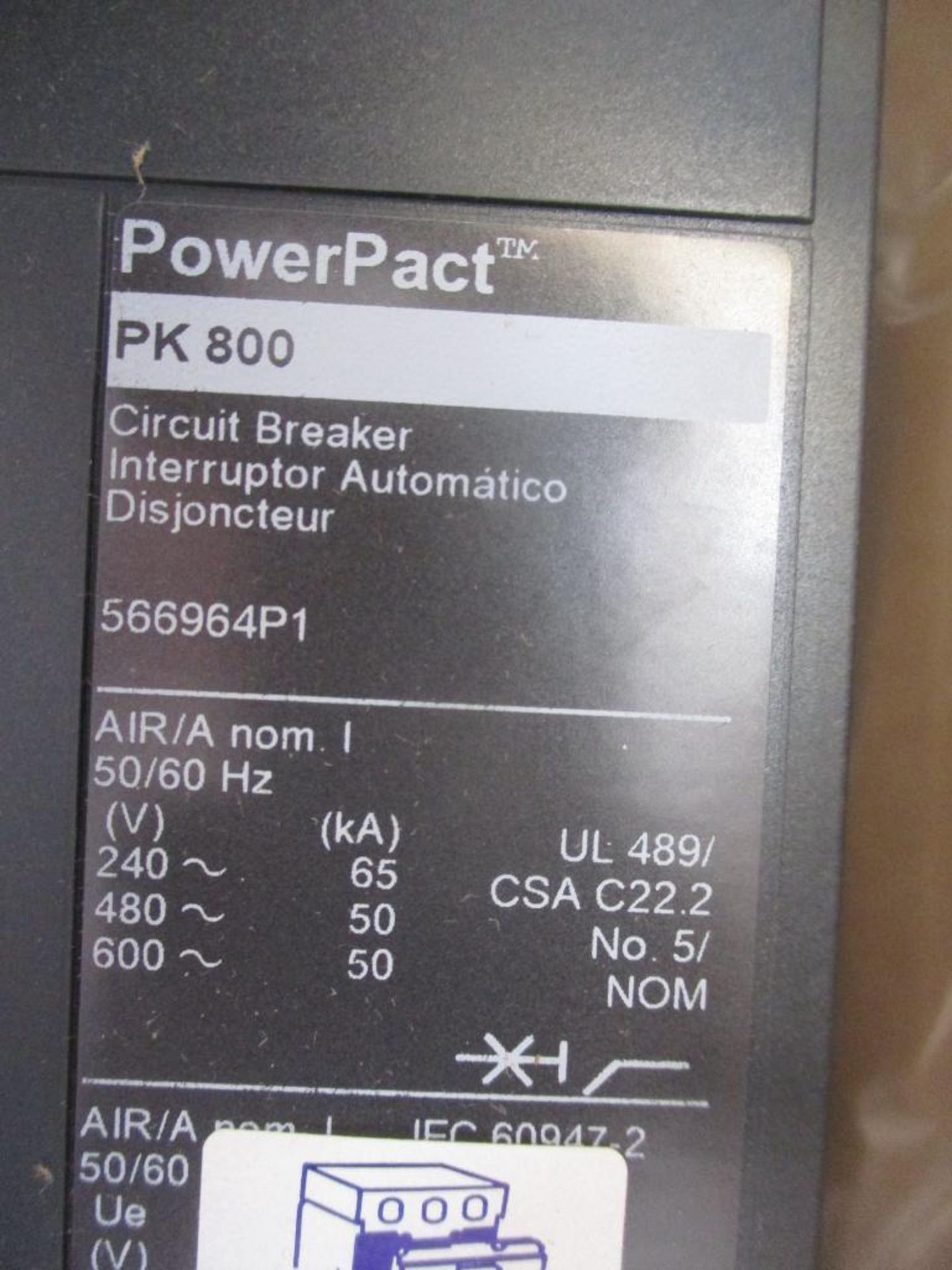 Square D 800 AMP Circuit Breaker, 566964P2, 800A, 3P, 600VAC, PowerPacT PK 800, Micrologic 3.0 (New - Image 3 of 4