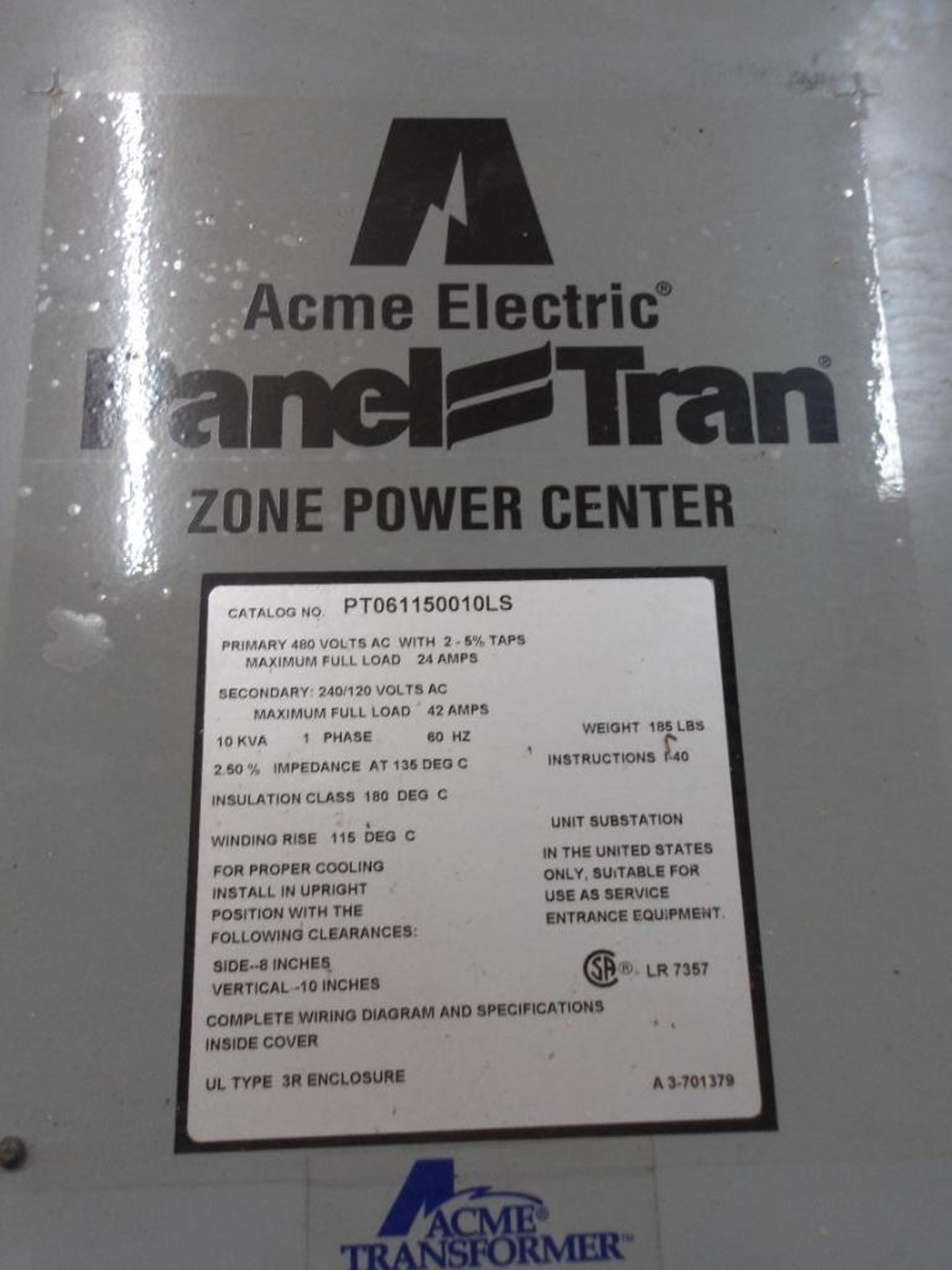 Acme Electric Panel-Tran, Model PT061150010LS, 10 KVA, 1PH (New) - Image 2 of 4