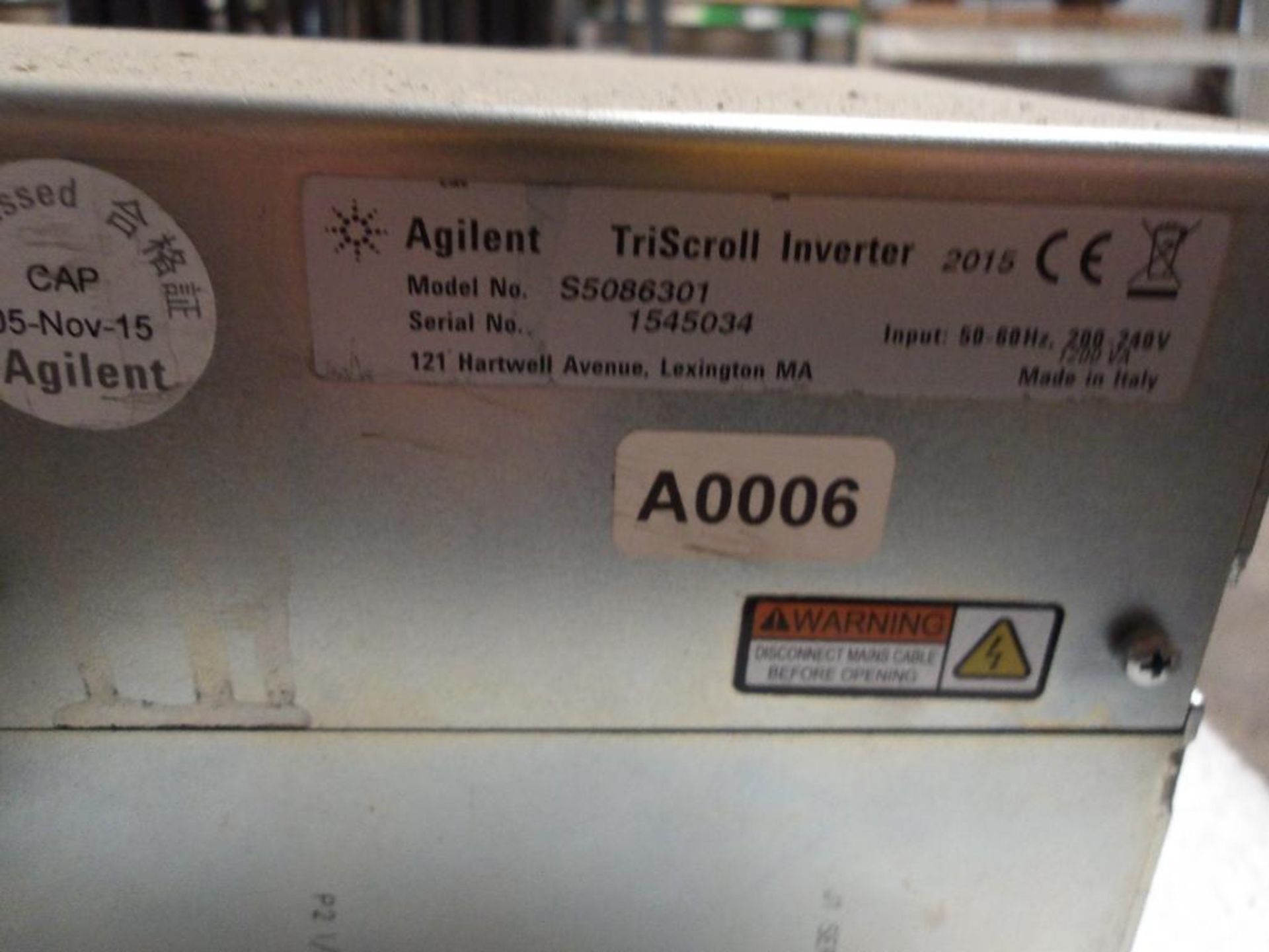 (2) Agilent Triscroll Inverter Pumps, P/N S5086301, 200/240 V (Used) - Image 3 of 4