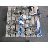 (6) Stainless Knife Gate Valves; (4) (New) Trueline 4", (2) LVC 6"