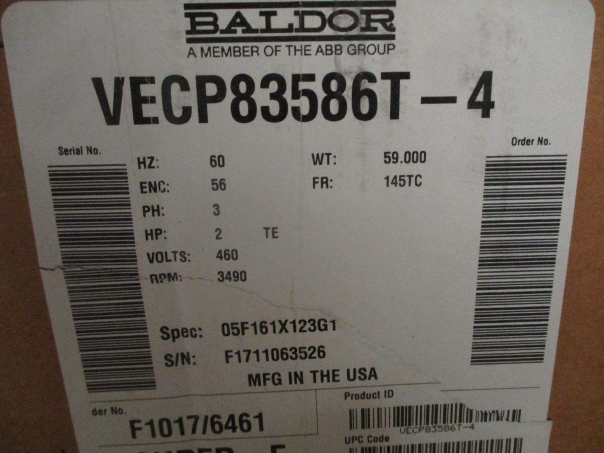 (2) (New) Baldor 2 HP Motors, (1) (Used) Baldor 1-1/2 HP Motor, (1) (Used) Leeson 3/2 HP Motor - Image 3 of 4