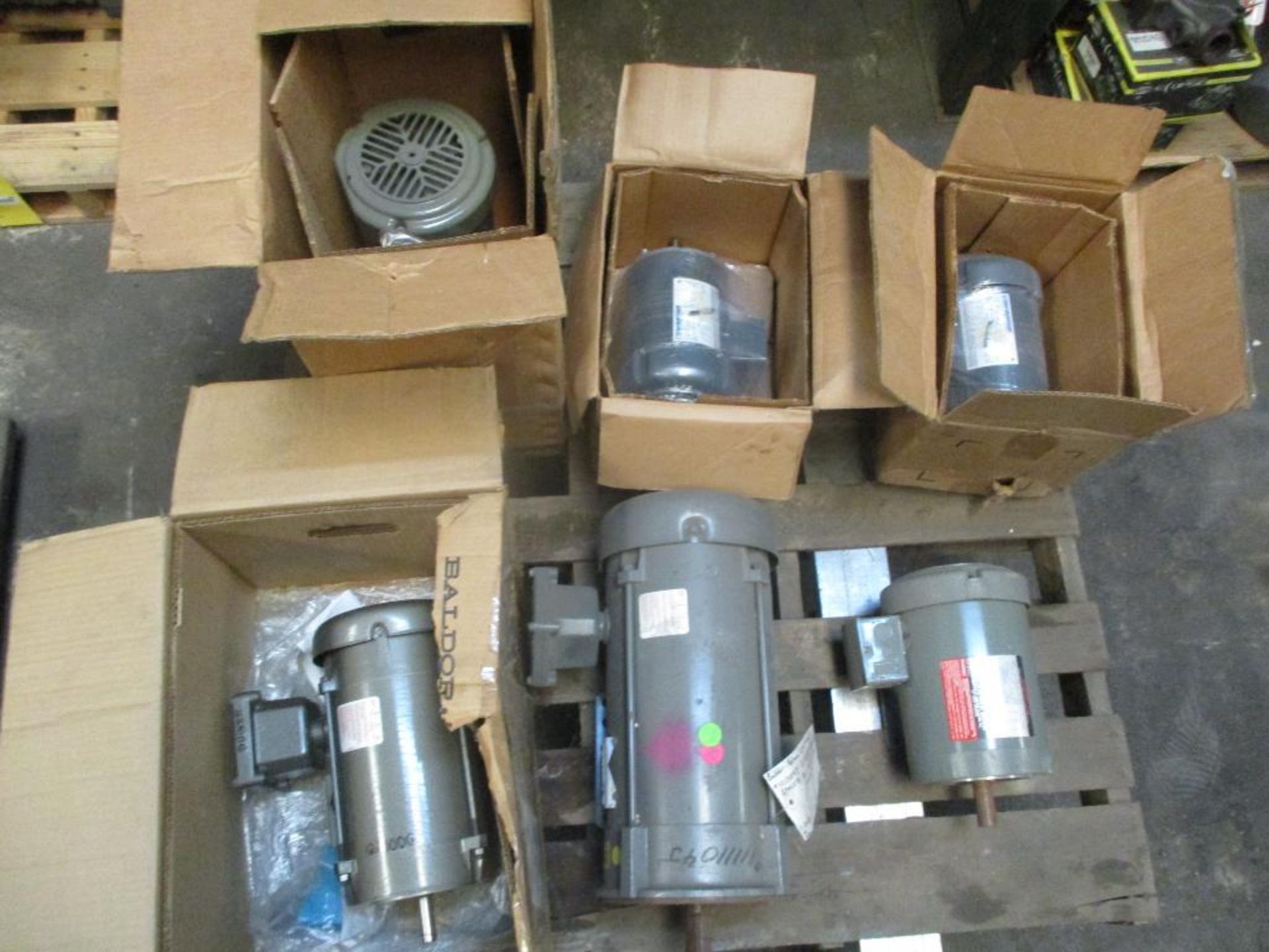 (6) (New) Motors; (1) US .25 HP, (1) Baldor 1 HP, (2) Marathon 3/4 HP, (1) Baldor 2 HP, (1) US 1-1/2