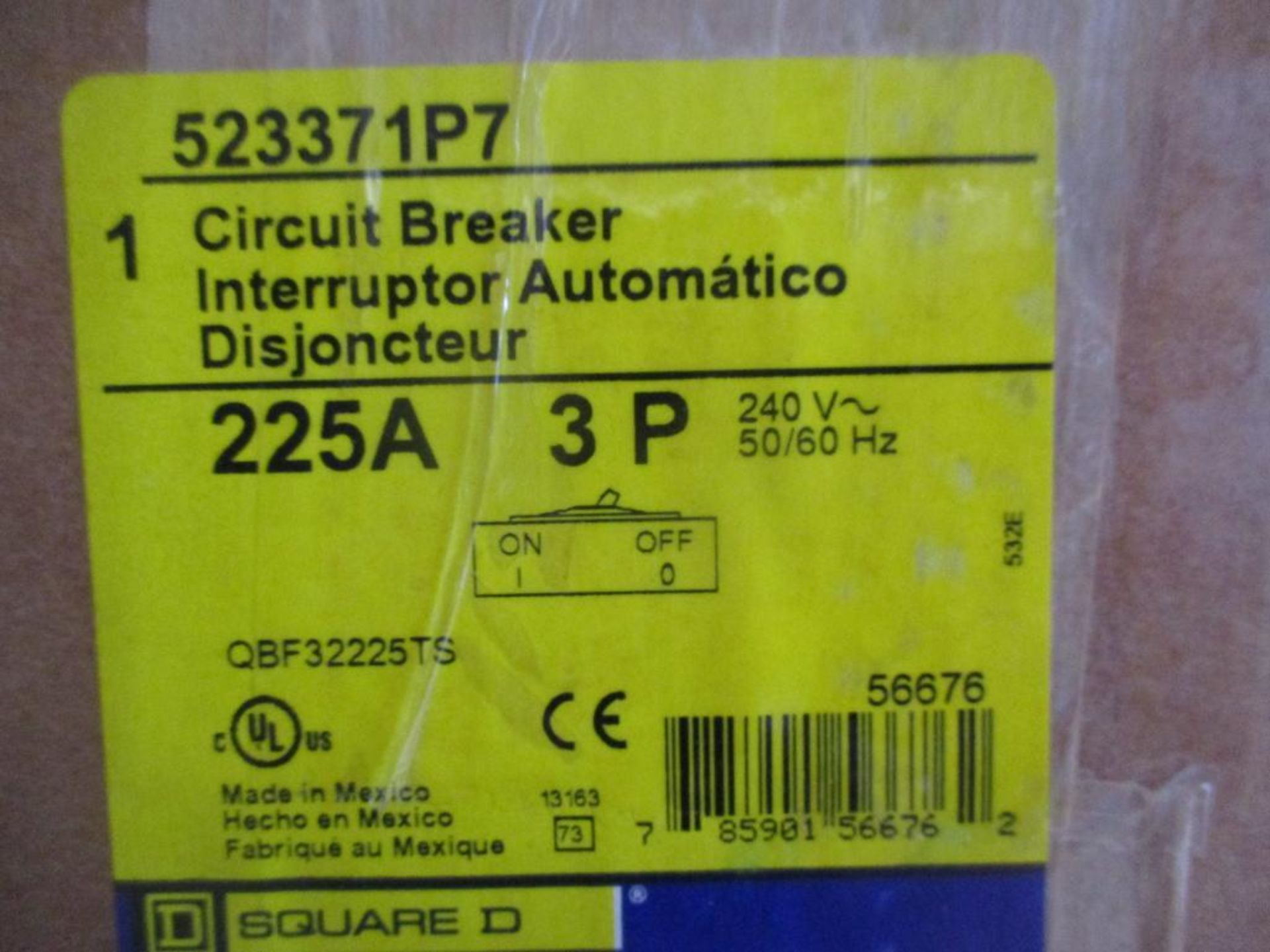 Square D 225 AMP Circuit Breaker, 523371P7, 225A, 3P, 240VAC, PowerPacT QB225 (New in Box) - Image 4 of 4