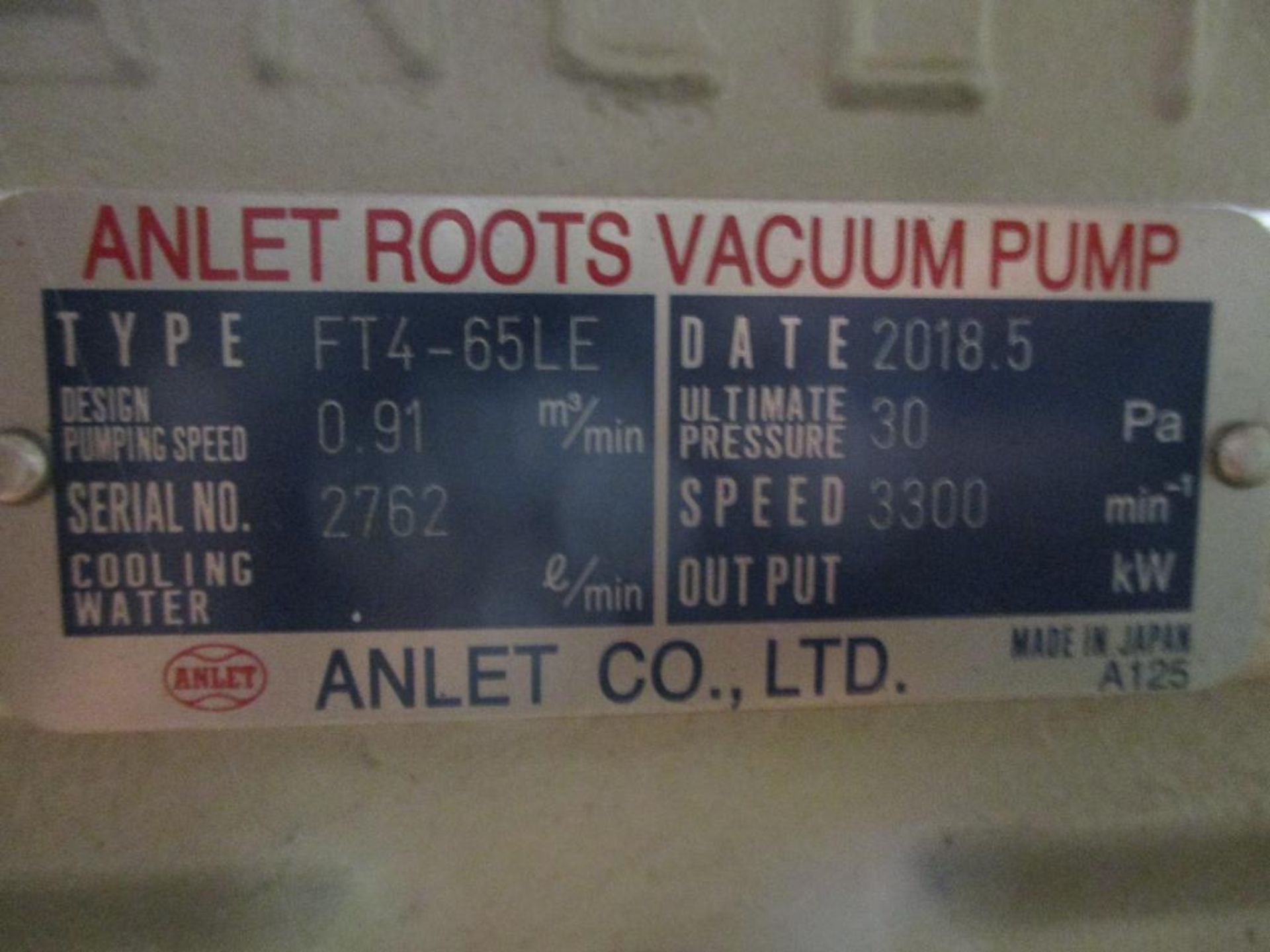 Anlet Roots Vacuum Pump, FT4-65LE (Used) - Image 4 of 4