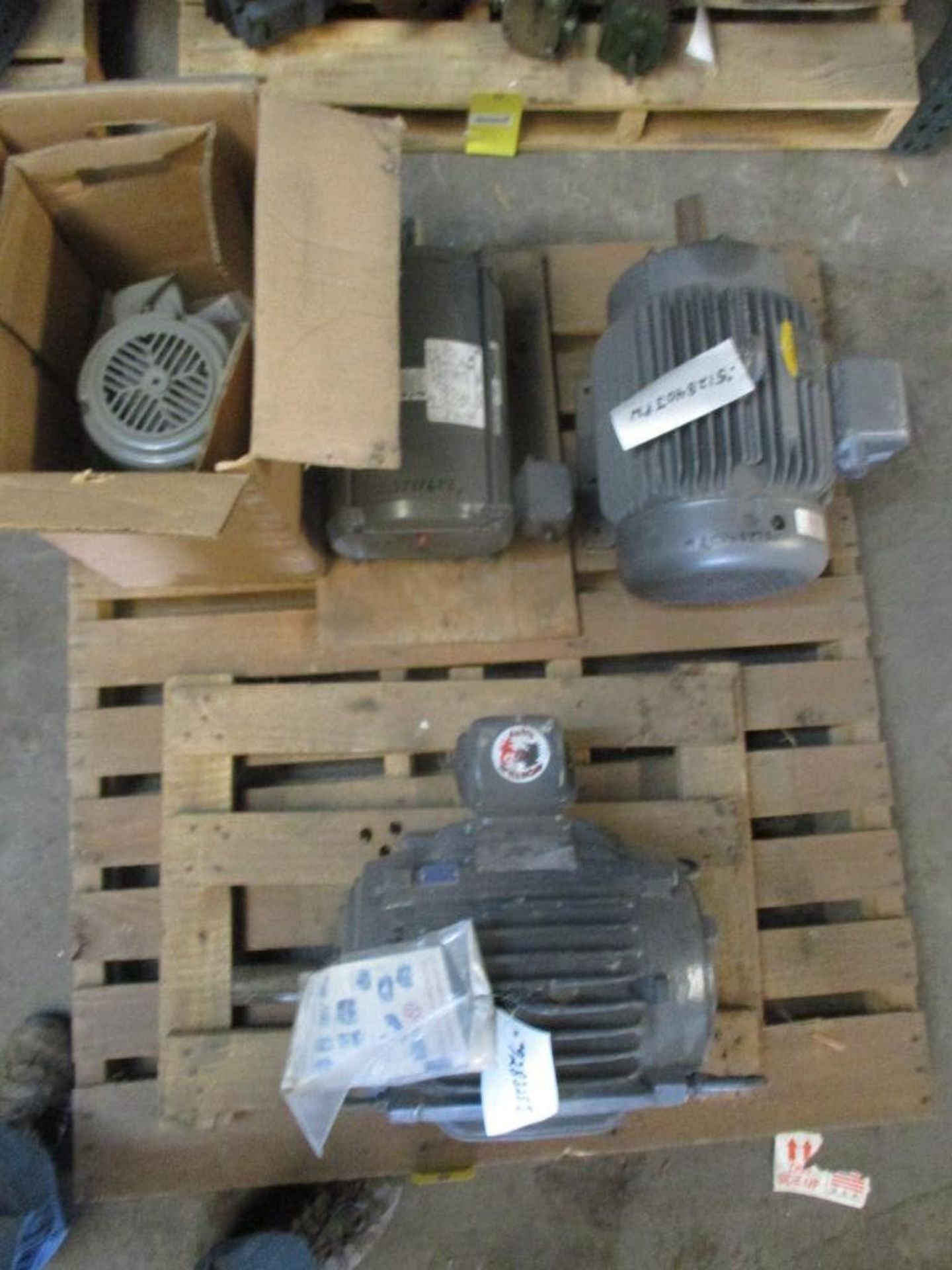 (4) (New) Motors; US 15 HP, Baldor 15 HP, US 10 HP, US .25 HP