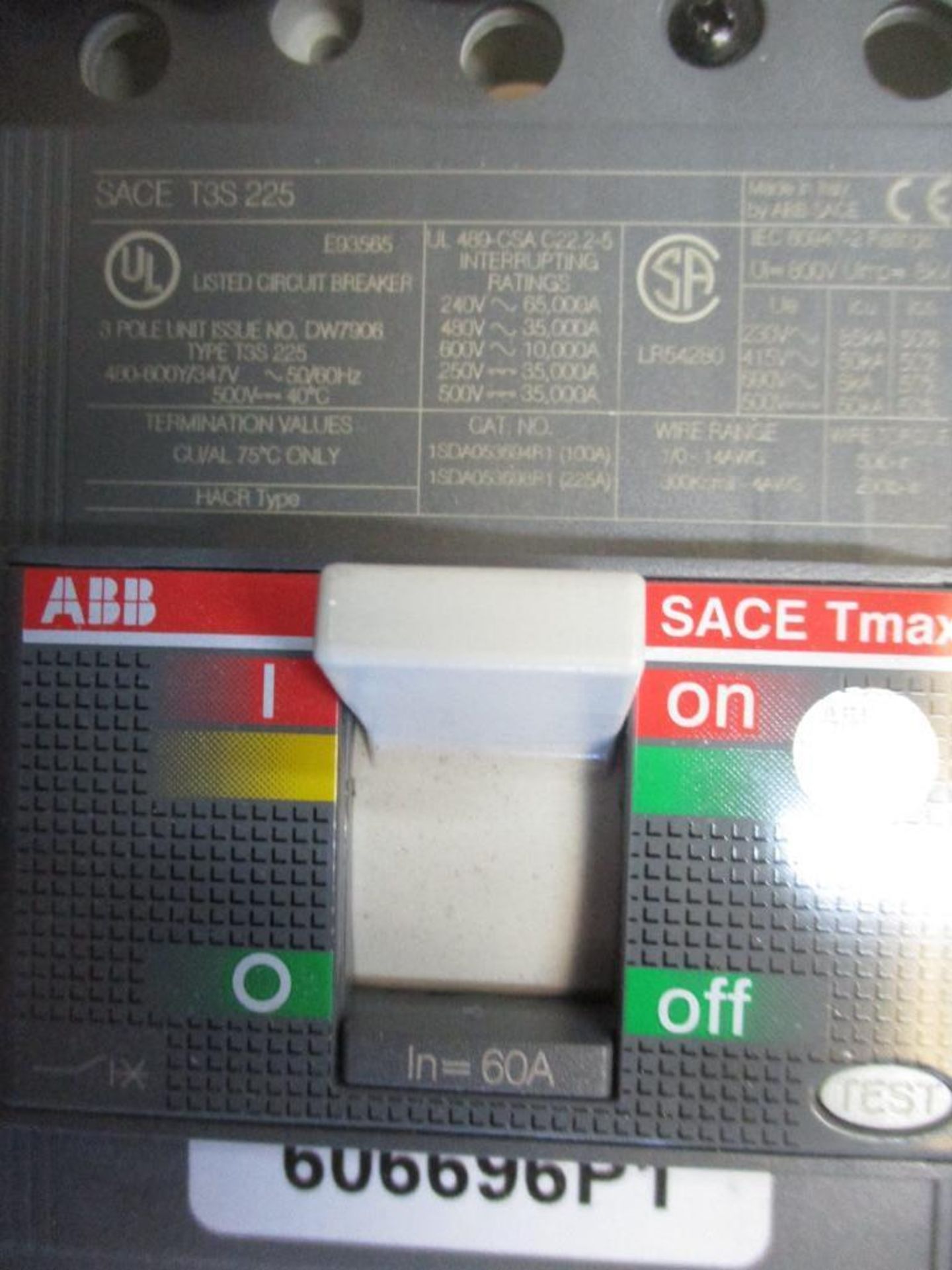 ABB 60 AMP Circuit Breaker, SACE TMAX T3 S 225, 3-Pole (New in Box) - Image 3 of 4