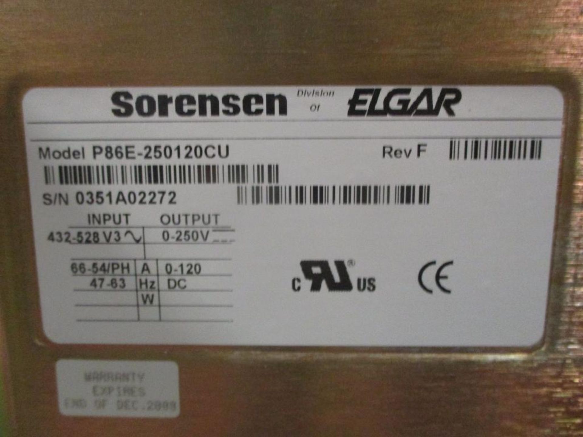 (6) pcs. Sorensen Power Supply, P86E-250120CV - Image 4 of 4