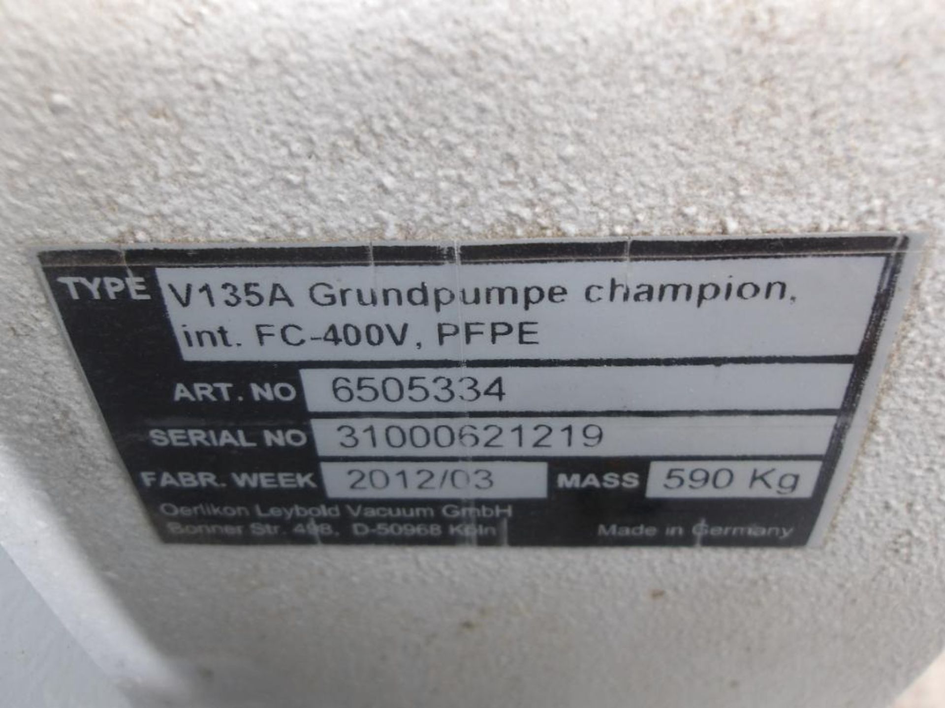 Oerlikon Leybold Sanitary Vacuum Pump, Type V135A, 400 V, Mass: 590 Kg (Used) - Image 2 of 4