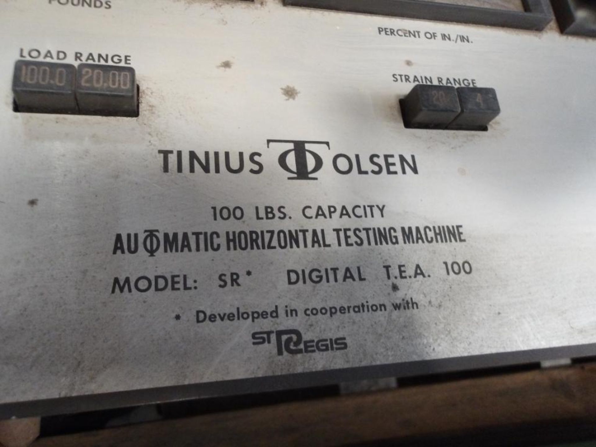 Tinius Olsen Auto Horizontal Testing Machine (Used) - Image 2 of 4