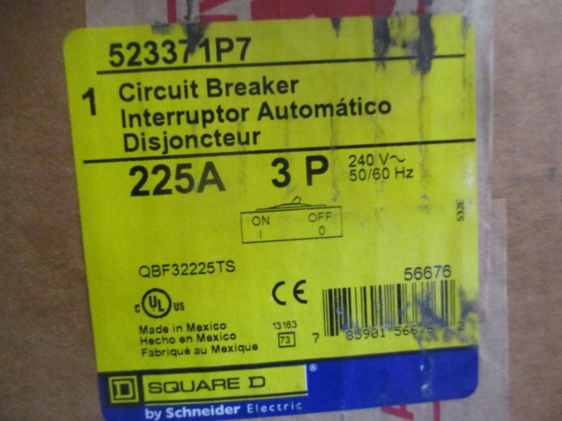 Square D 225 AMP Circuit Breaker, 523371P7, 225A, 3P, 240VAC, PowerPacT QB225 (New in Box) - Image 4 of 4