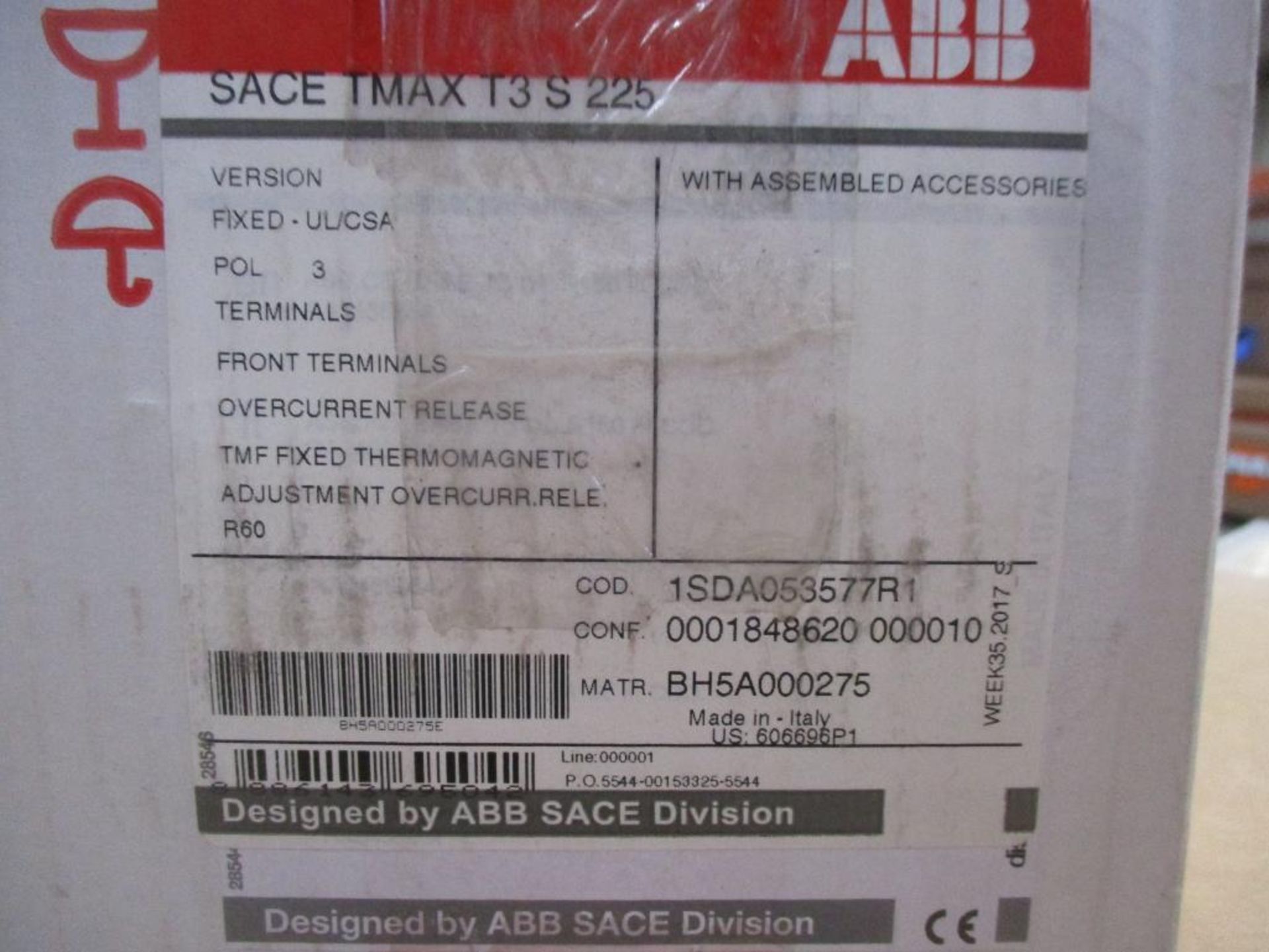 ABB 60 AMP Circuit Breaker, SACE TMAX T3 S 225, 3-Pole (New in Box) - Image 4 of 4